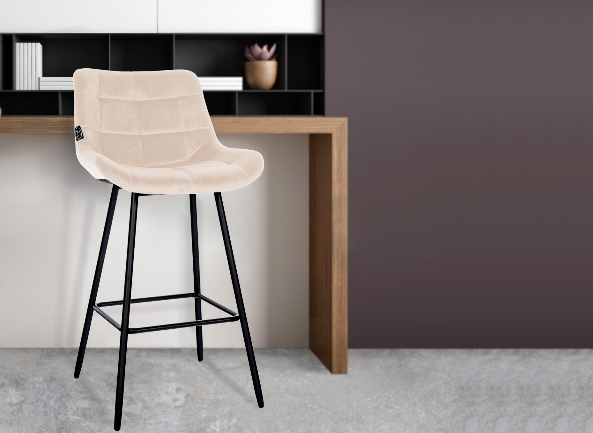 Barhocker Weston Samt, creme