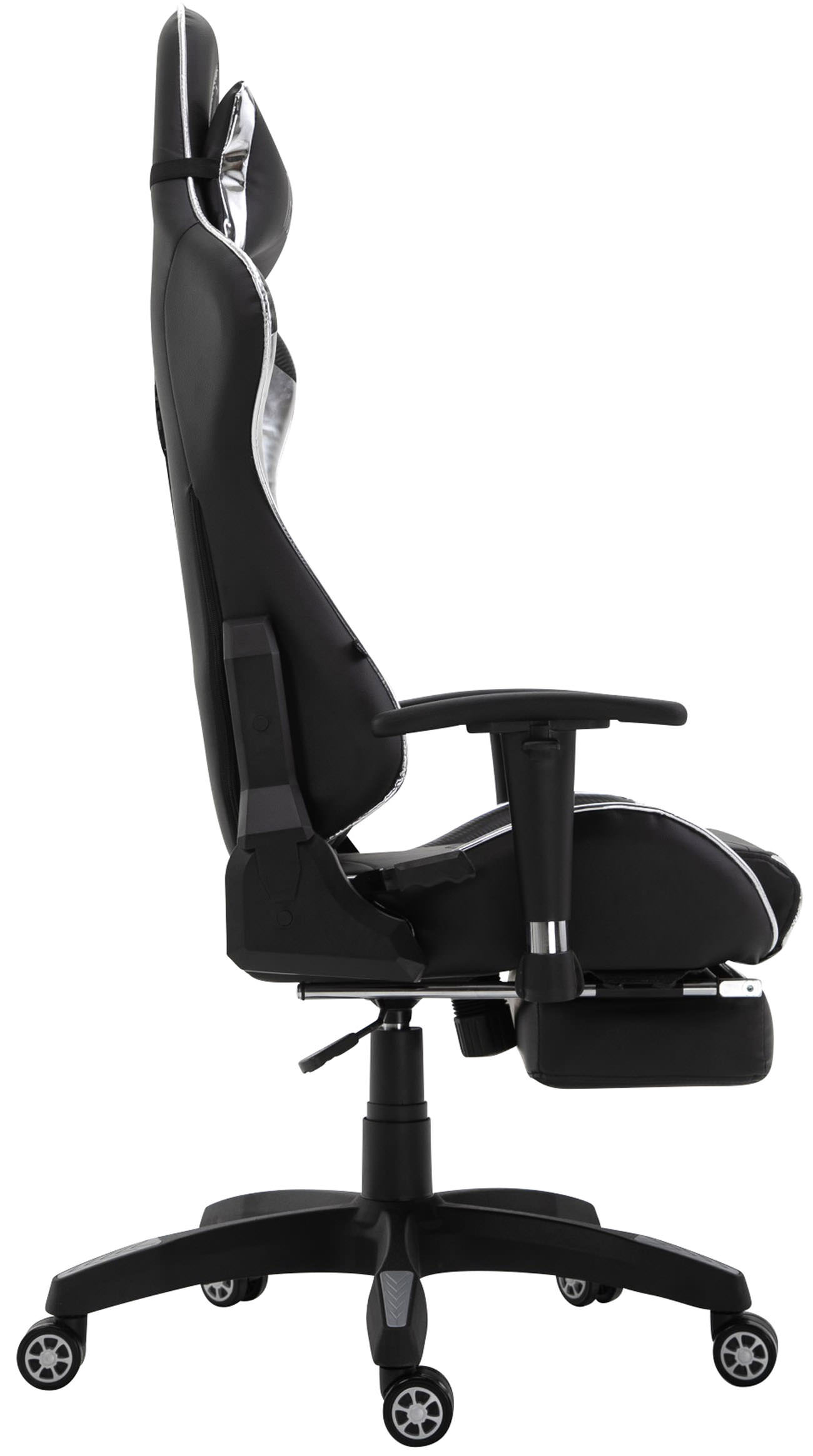 Racing Bürostuhl Turbo mit Fußablage glanz, schwarz/weiß