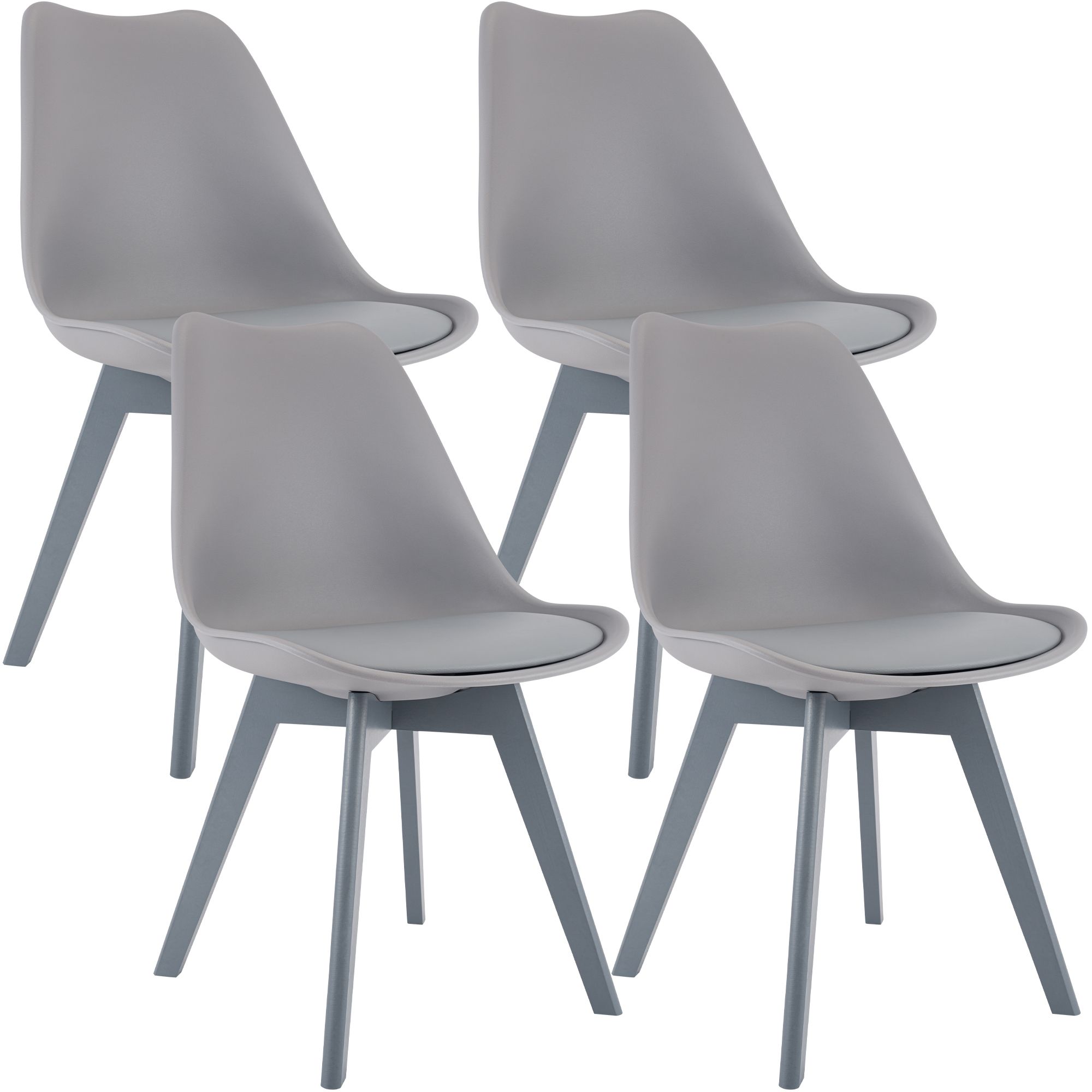 4er Set Stuhl Linares Kunststoff, grau/grau