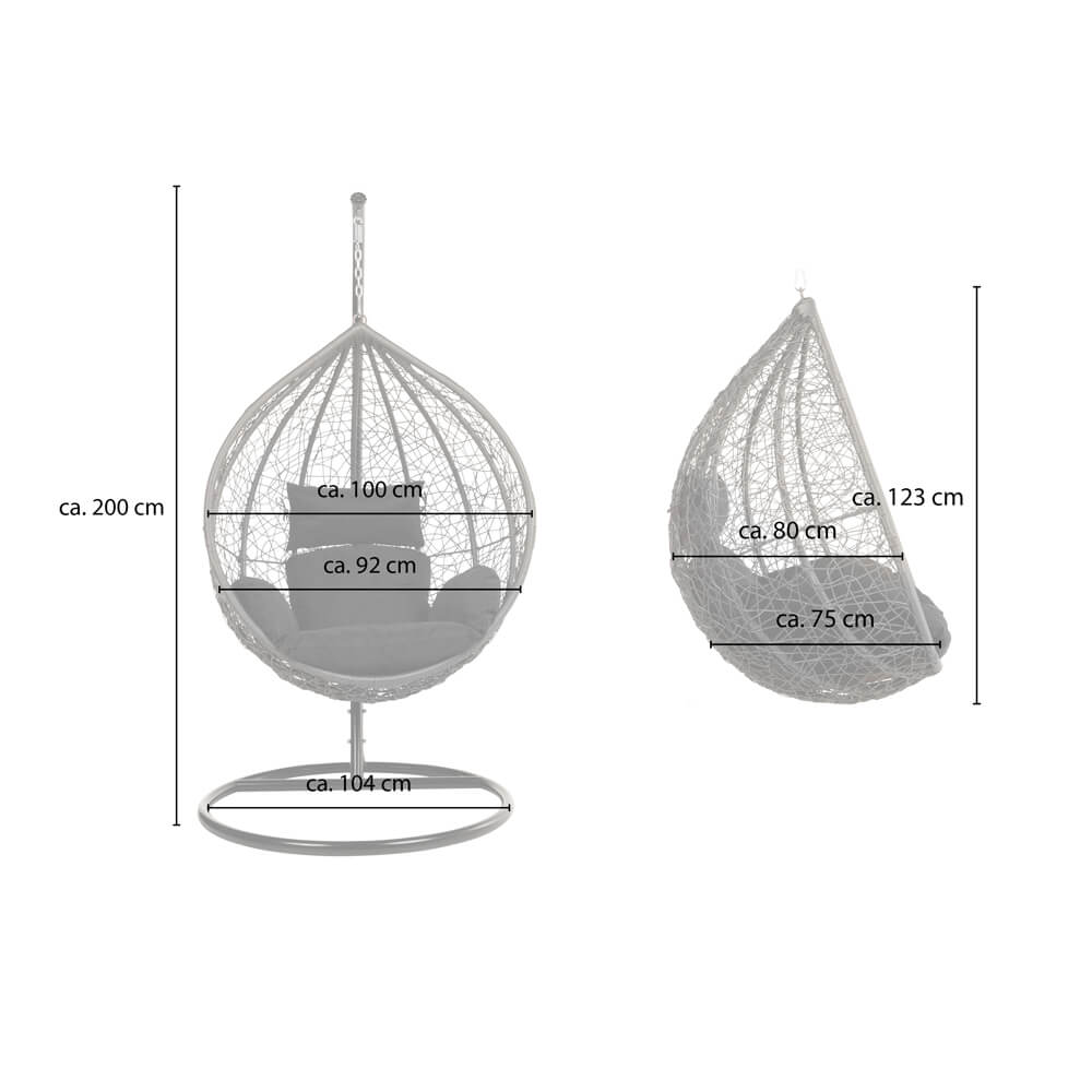 Polyrattan Hängesessel CIELO - Schwarz nur Korb