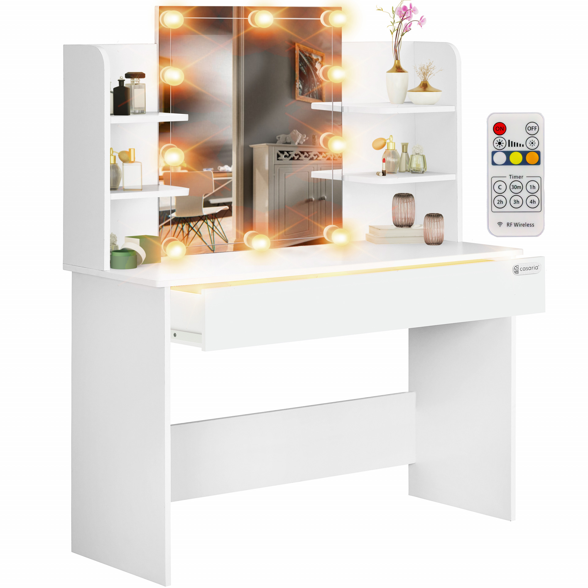 Schminktisch Lucia Weiß 140x110x40cm mit LED