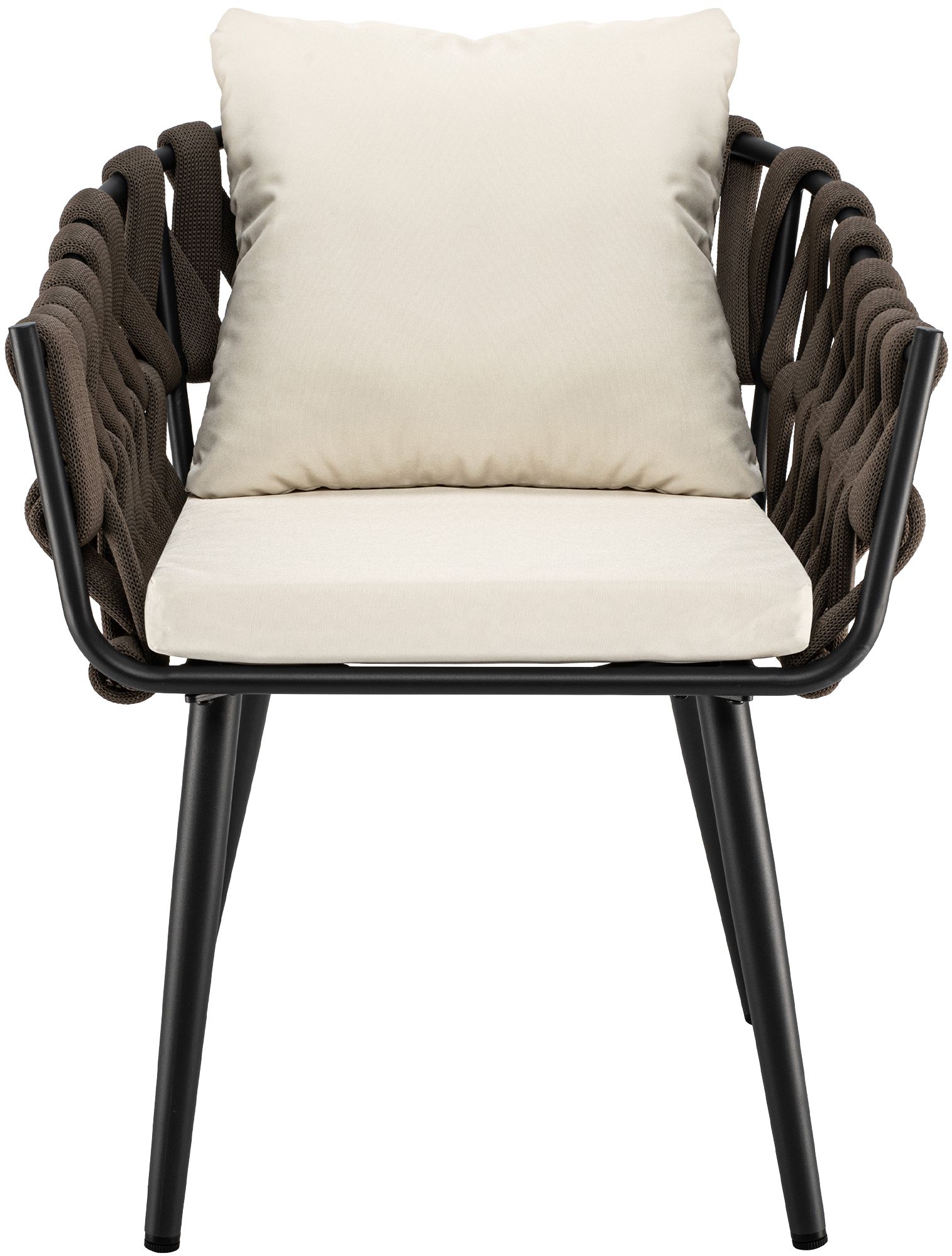 Gartenstuhl Naxos Taupe mit Sitzkissen, creme