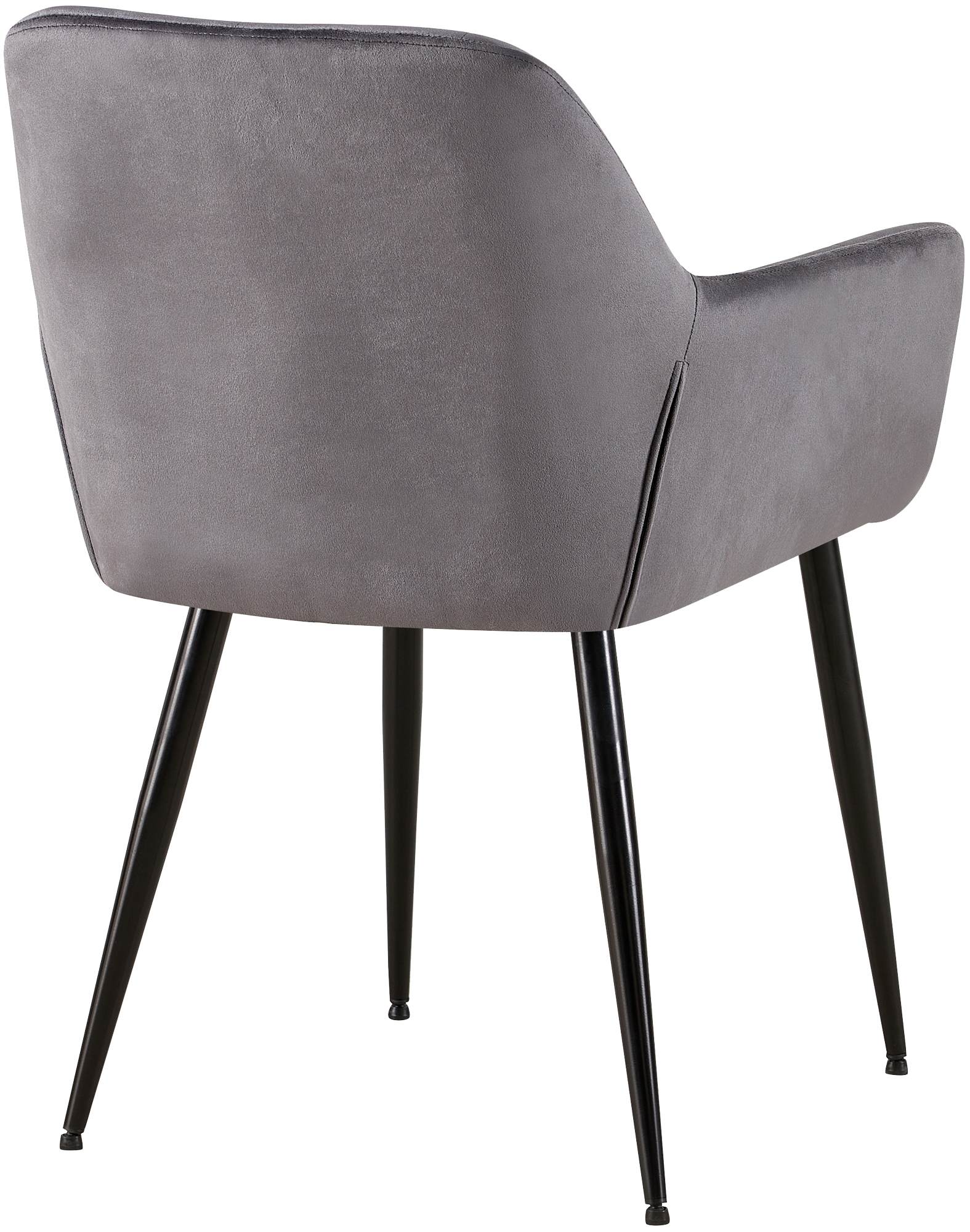 2er Set Esszimmerstuhl Emia Samt, grau