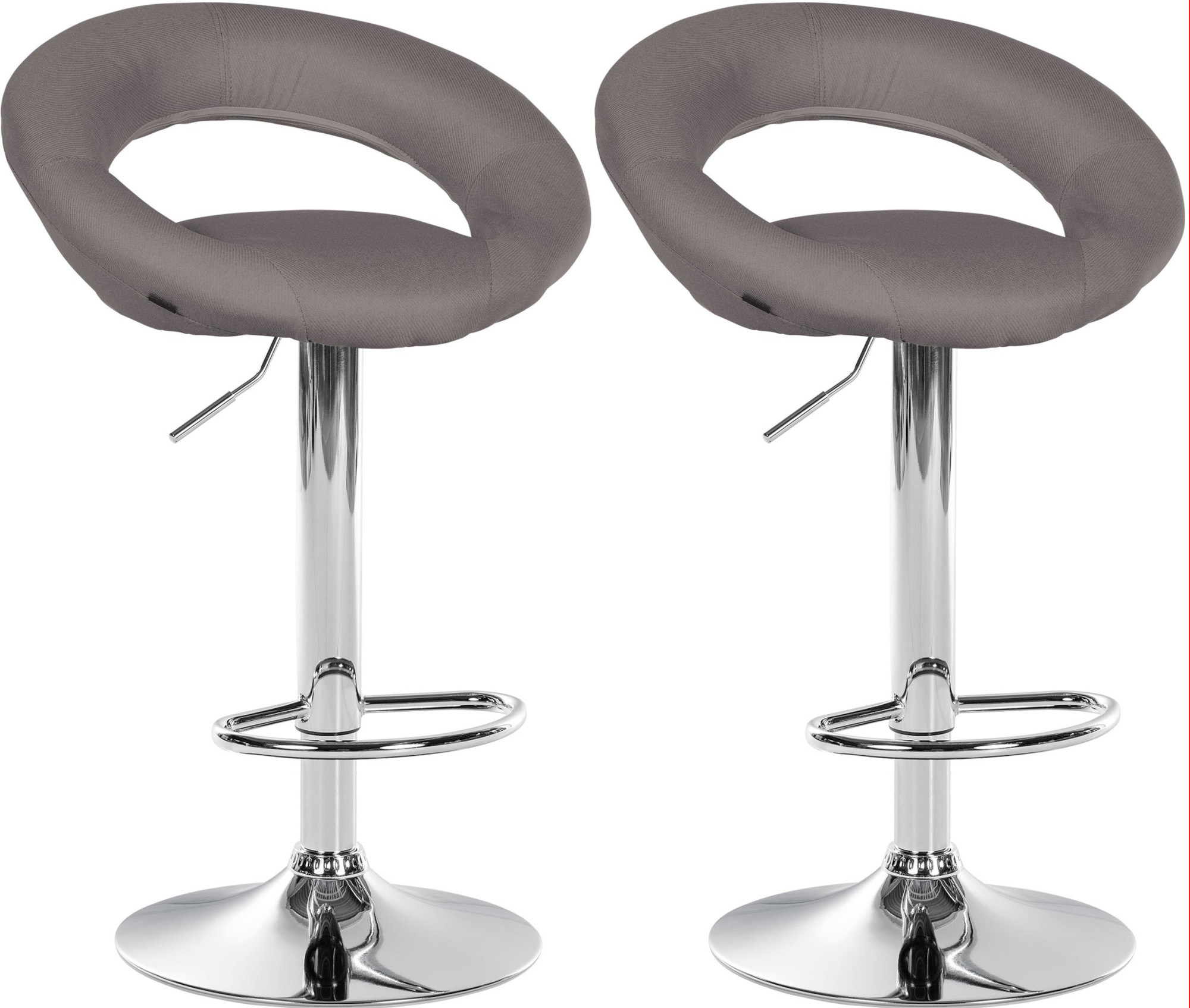 2er Set Barhocker Olinda Stoff Chrom, grau