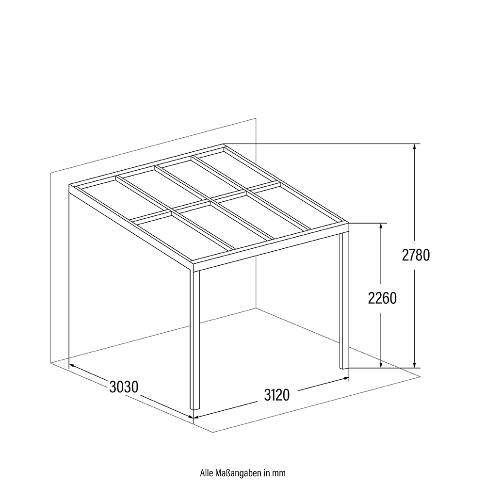 Terrassenüberdachung SOLIS - 312 / 320 x 300 / 303 x 278 / 226 cm Grau