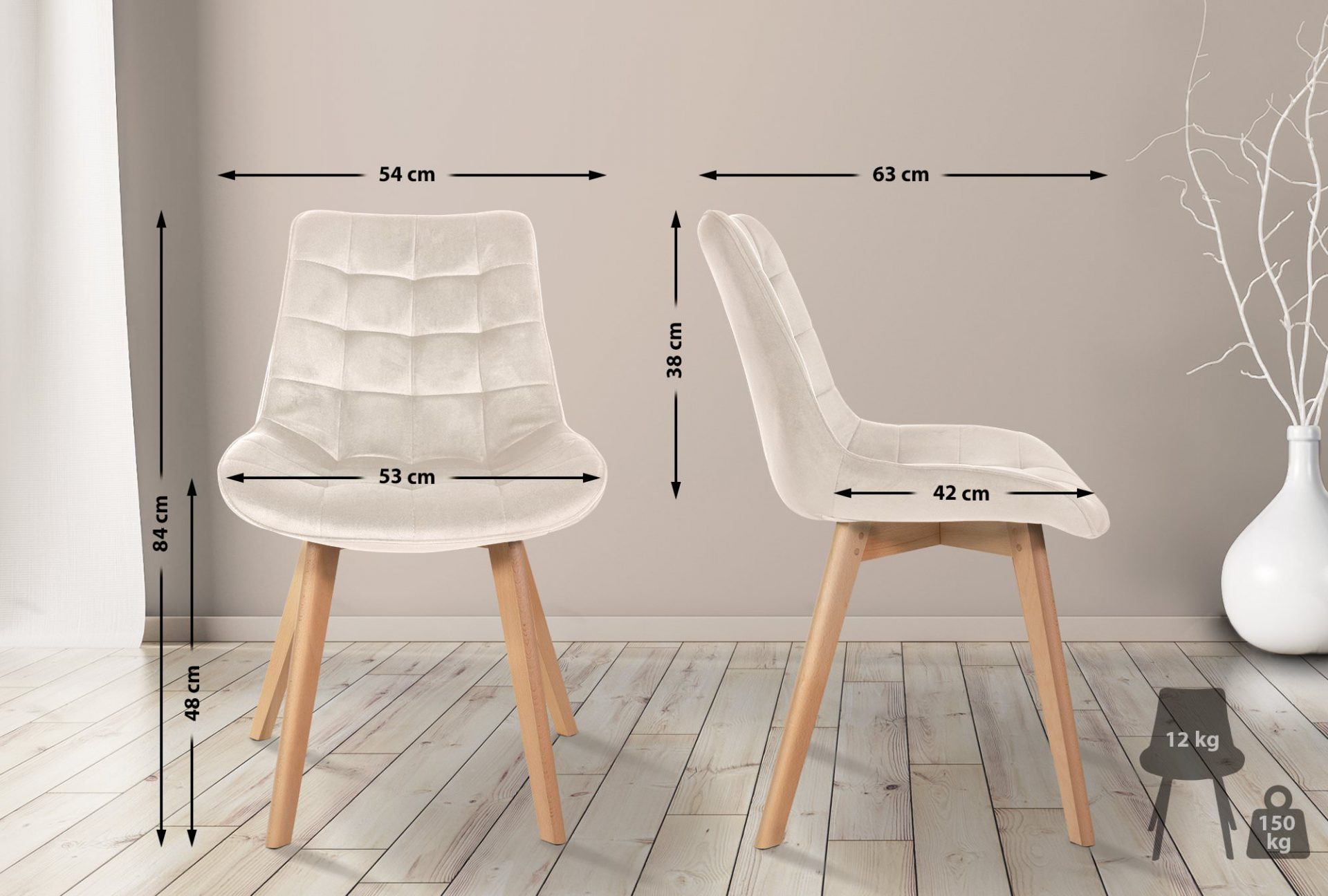 Stuhl Brook Samt, creme