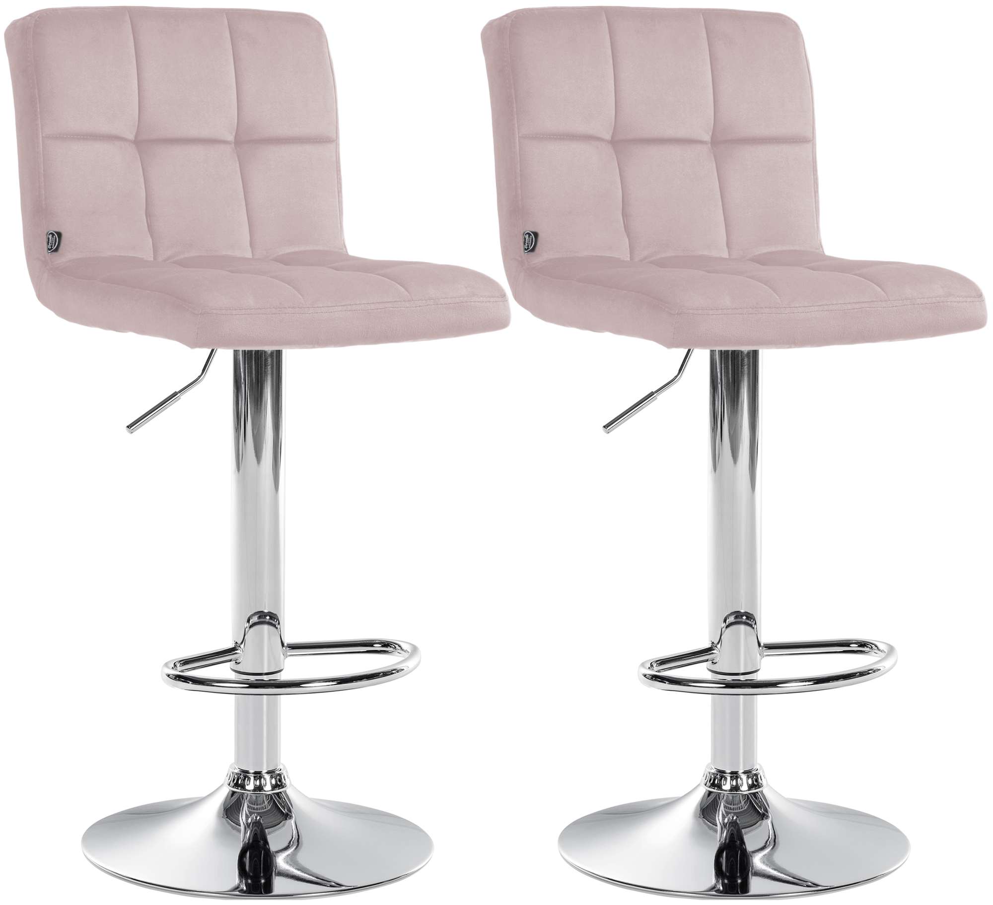 2er Set Barhocker Peru Samt chrom, rosa