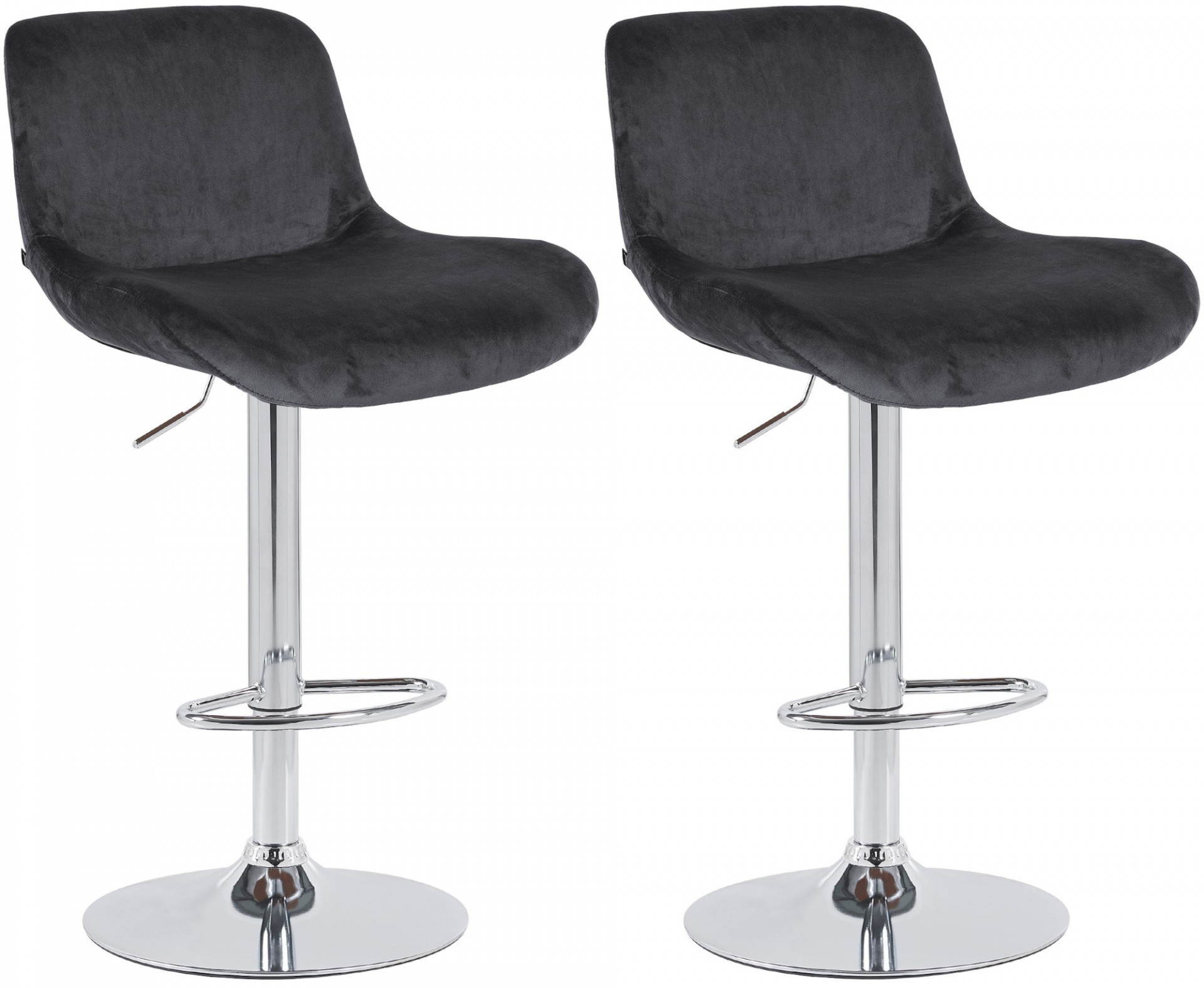 2er Set Barhocker Solon Chrom Samt, schwarz