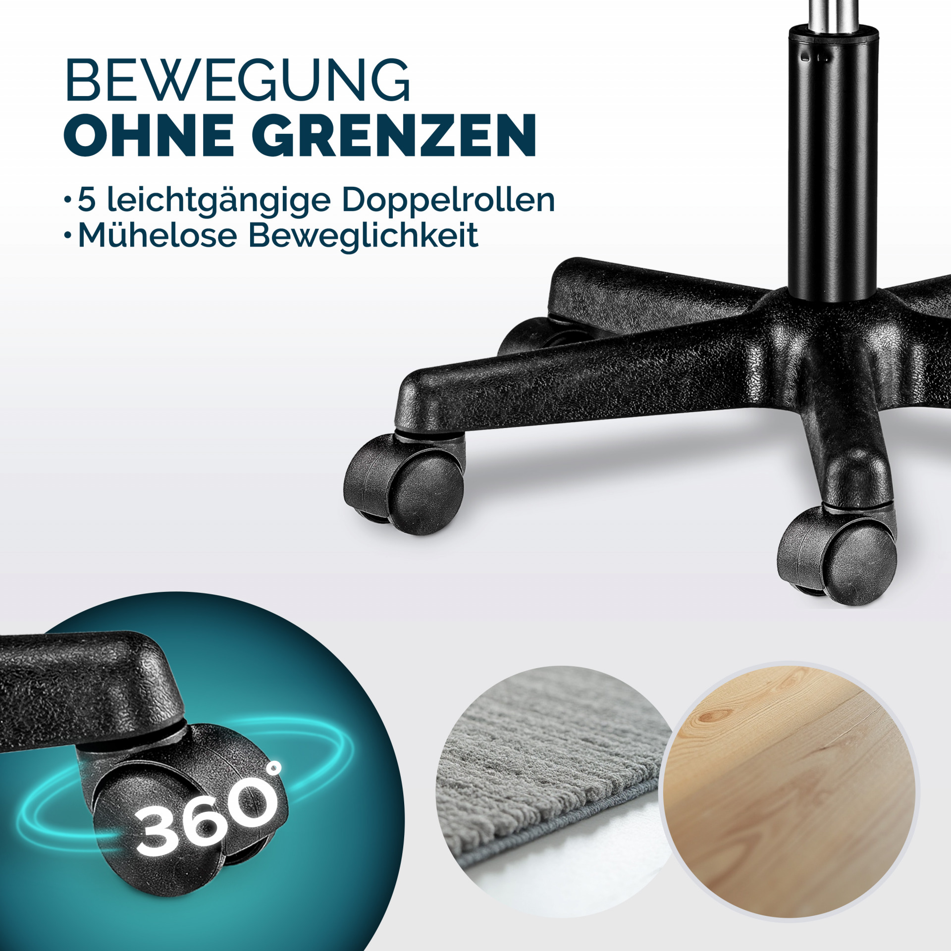 Rollhocker Kunstleder Grün 360° drehbar