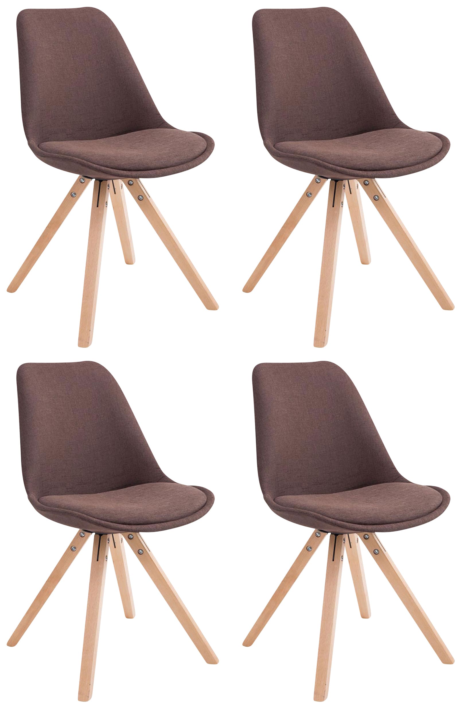 4er Set Besucherstuhl Toulouse Stoff Square Natura, braun