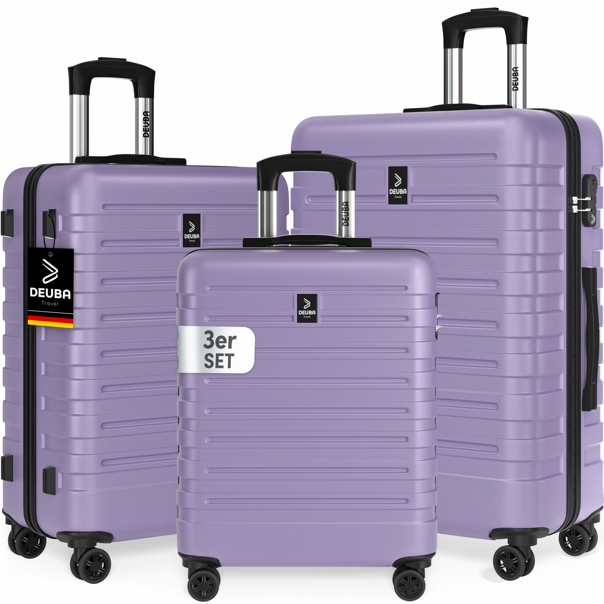 Hartschalenkoffer New York Set 3-tlg Pastelllila Rollen 360º ABS