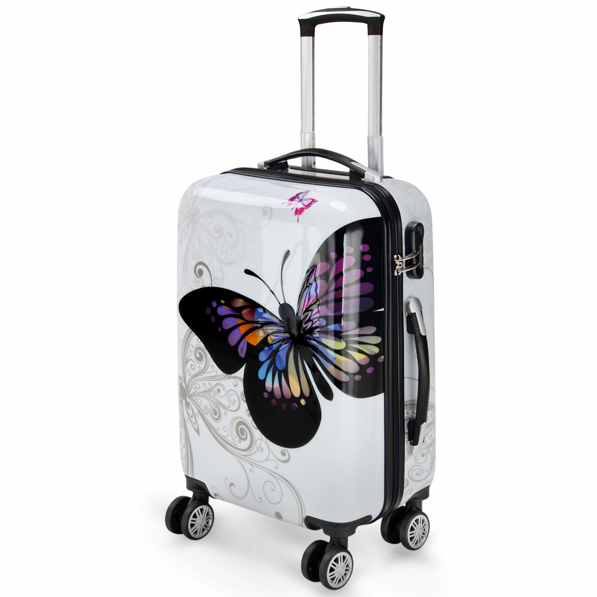 Hartschalenkoffer Rollen 360º Reisekoffer Butterfly Polycarbonat 42L