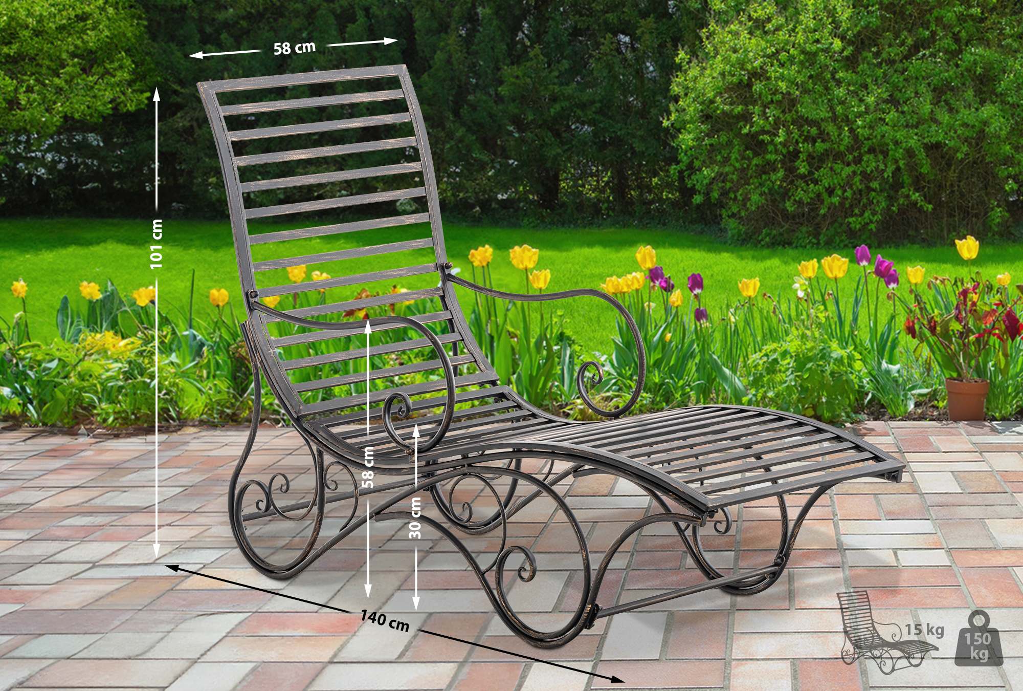 Gartenliege Amiens, bronze