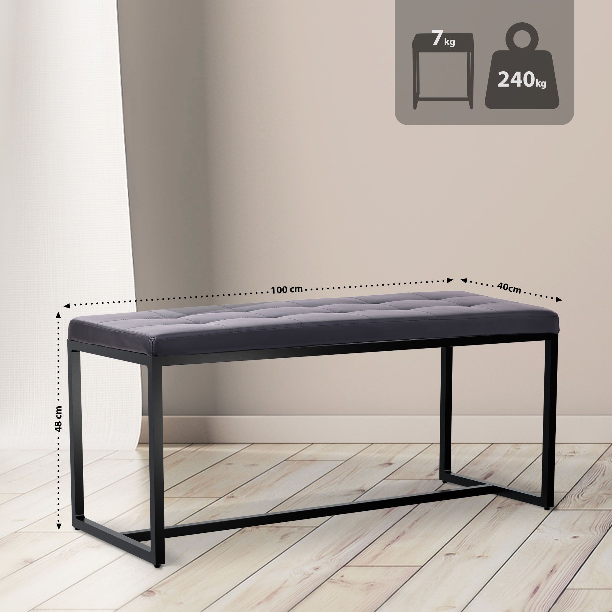 Sitzbank Barci B Kunstleder, schwarz