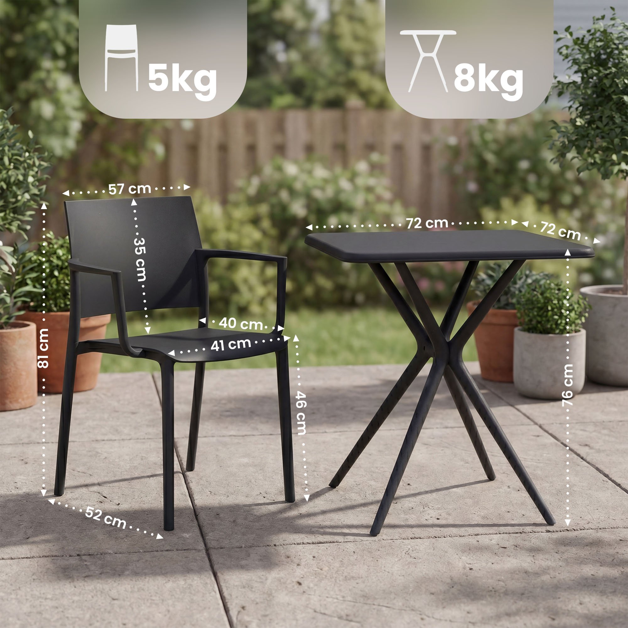Gartenmöbel-Set Pula, schwarz
