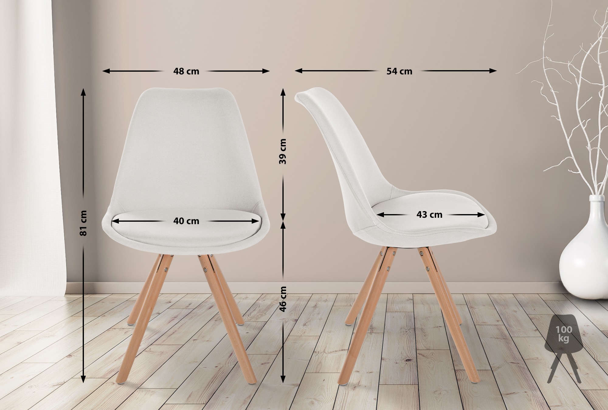 Stuhl Sofia Stoff Rund, creme
