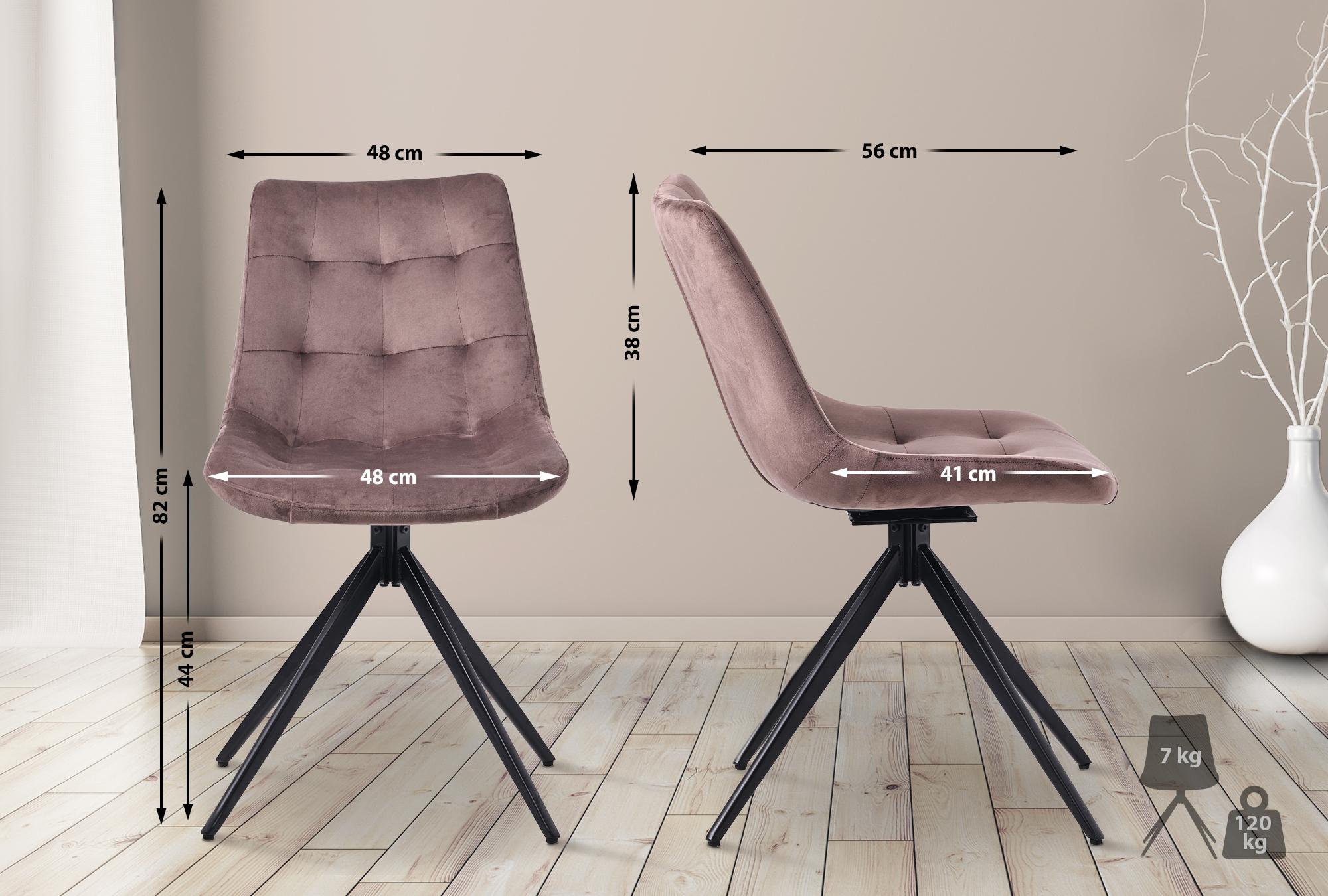 2er Set Esszimmerstuhl Merna Samt, braun