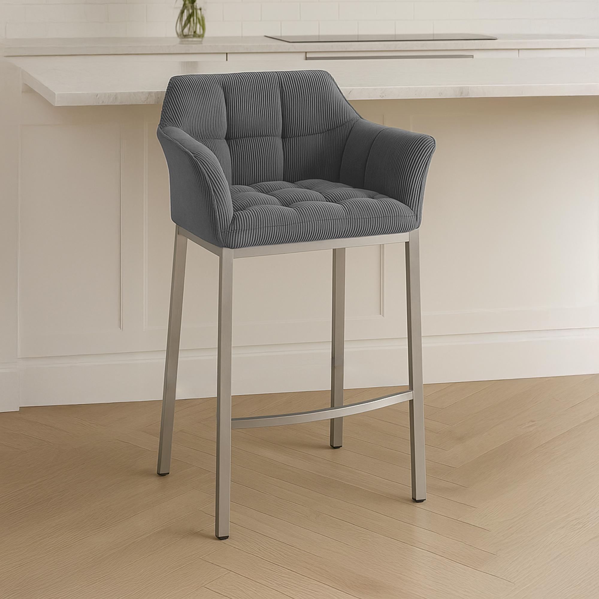 Barhocker Damaso E Cord mit 4-Fuß Gestell, grau