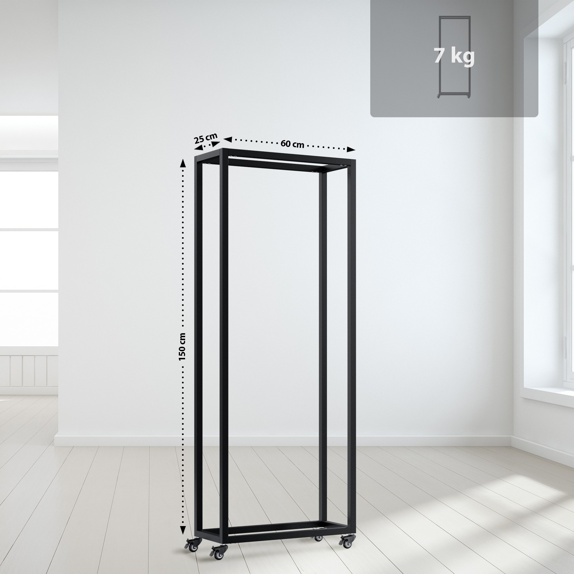 Kaminholzständer Hilta 25x60x150 cm, schwarz