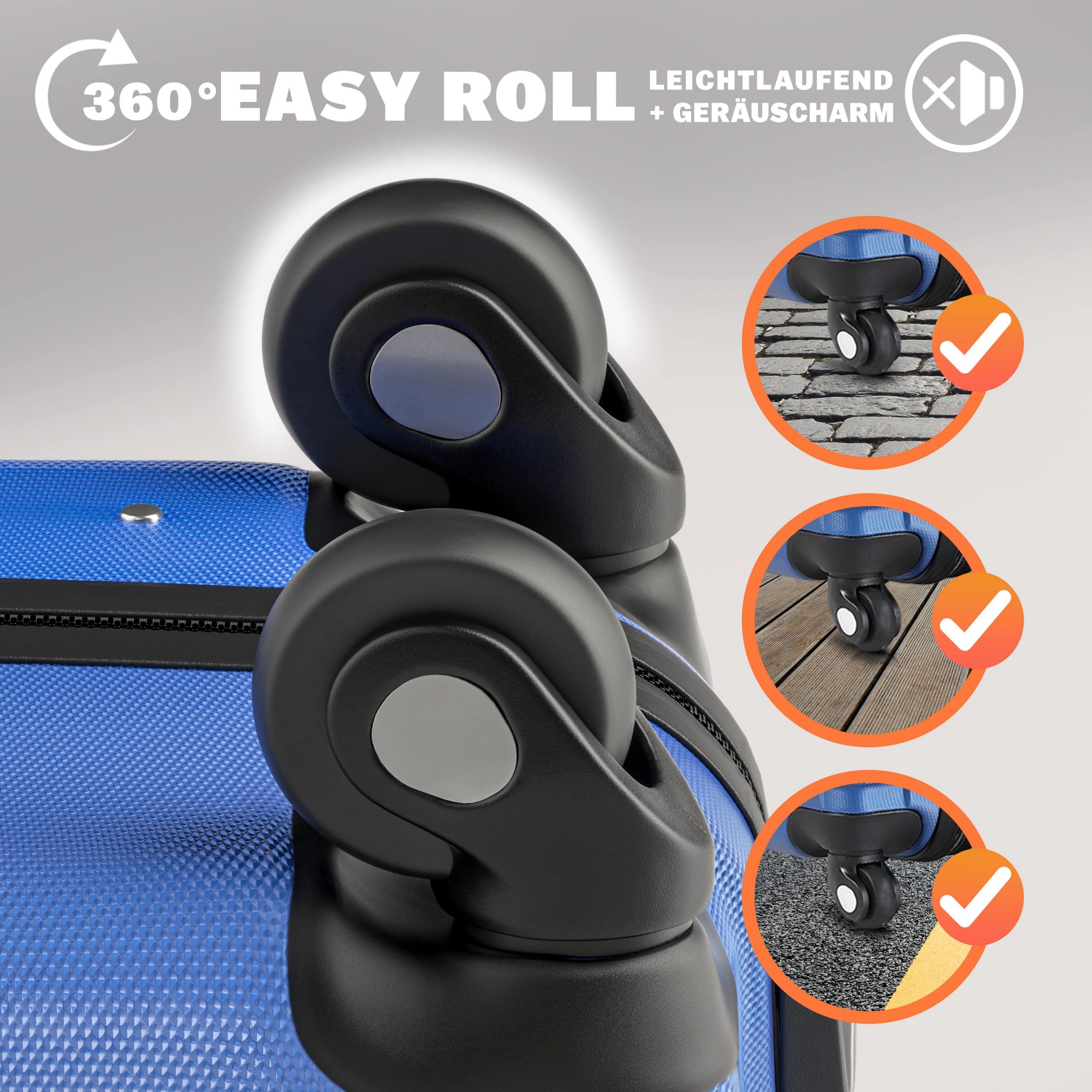 Hartschalenkoffer Set 4tlg Rollen 360º Blau ABS
