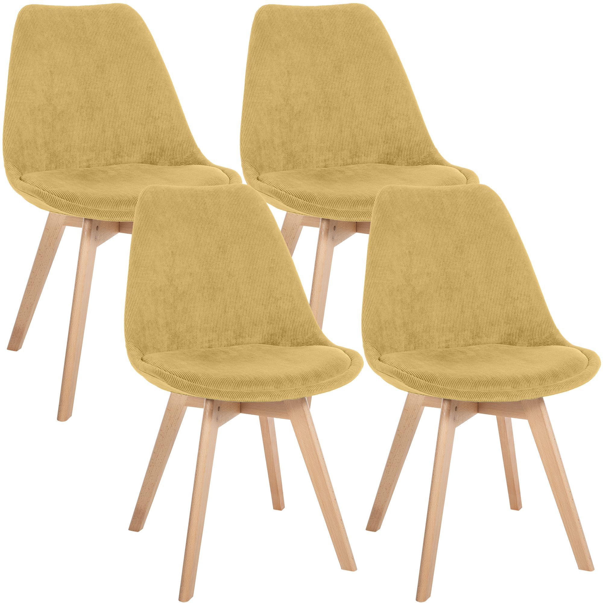 4er Set Stuhl Linares Cord, gelb