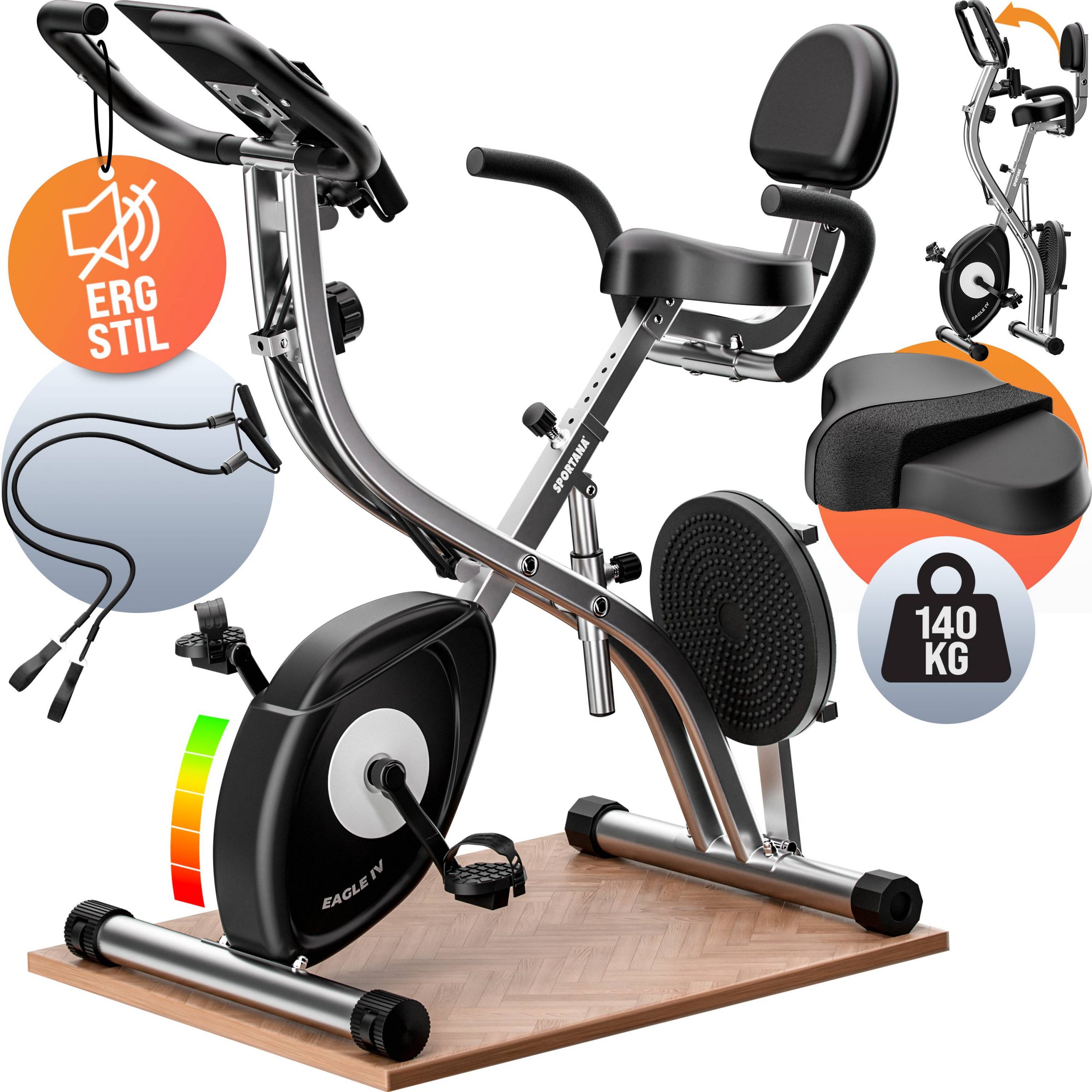 Heimtrainer Fahrrad Eagle 4 Pulssensoren App kompatibel