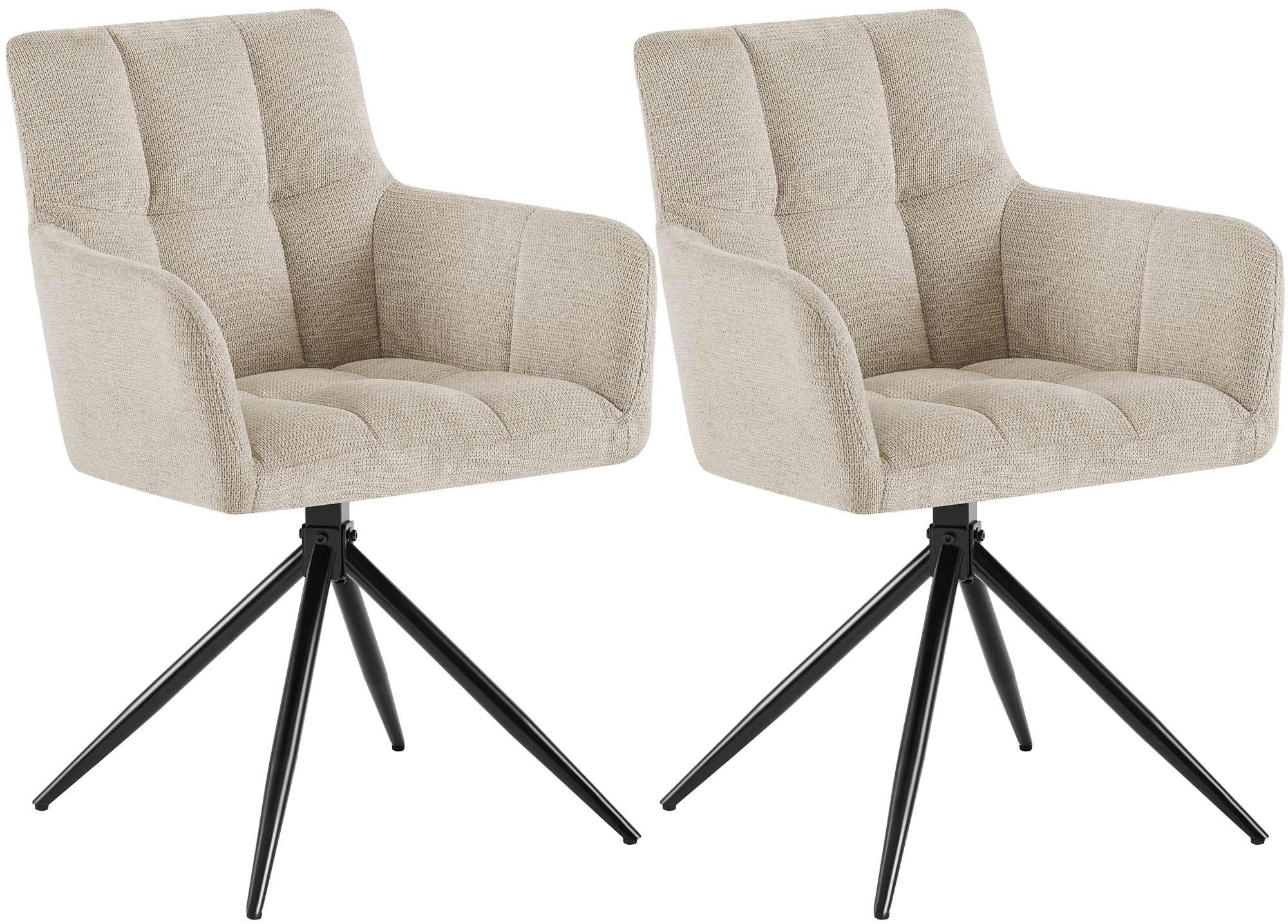 2er Set Esszimmerstuhl Jonah Stoff, creme