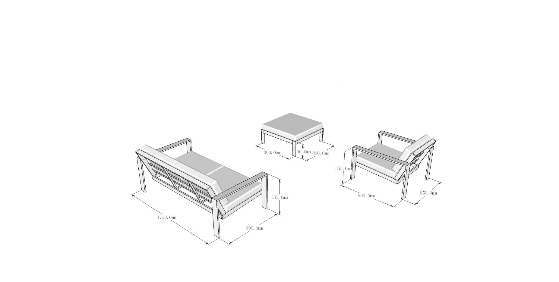 Gartenlounge Aluminium RIO M - Anthrazit