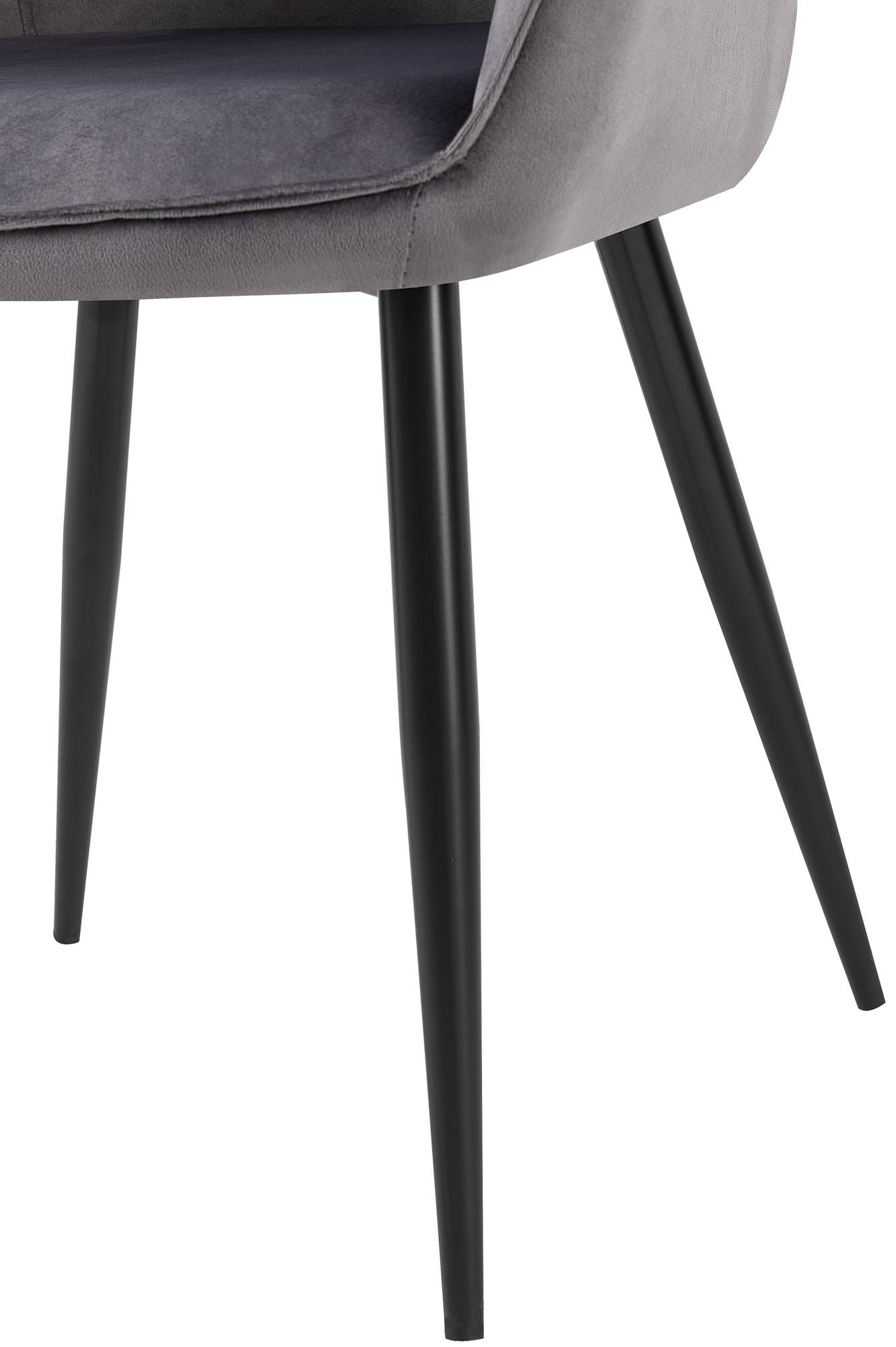 2er Set Esszimmerstuhl Boise Samt, dunkelgrau