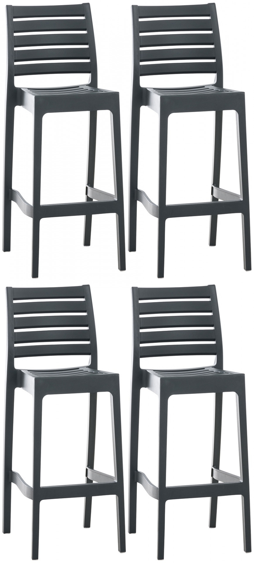 4er Set Barhocker Ares, dunkelgrau