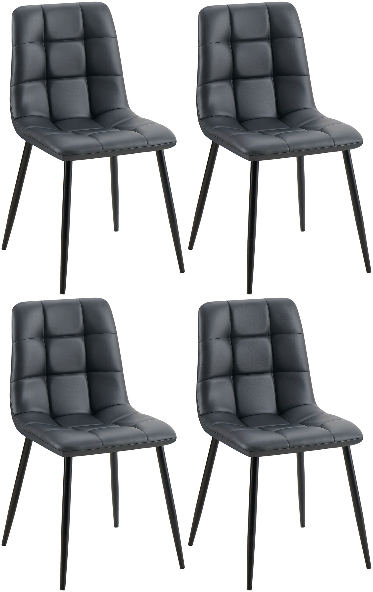 4er Set Esszimmerstuhl Antibes Kunstleder, schwarz