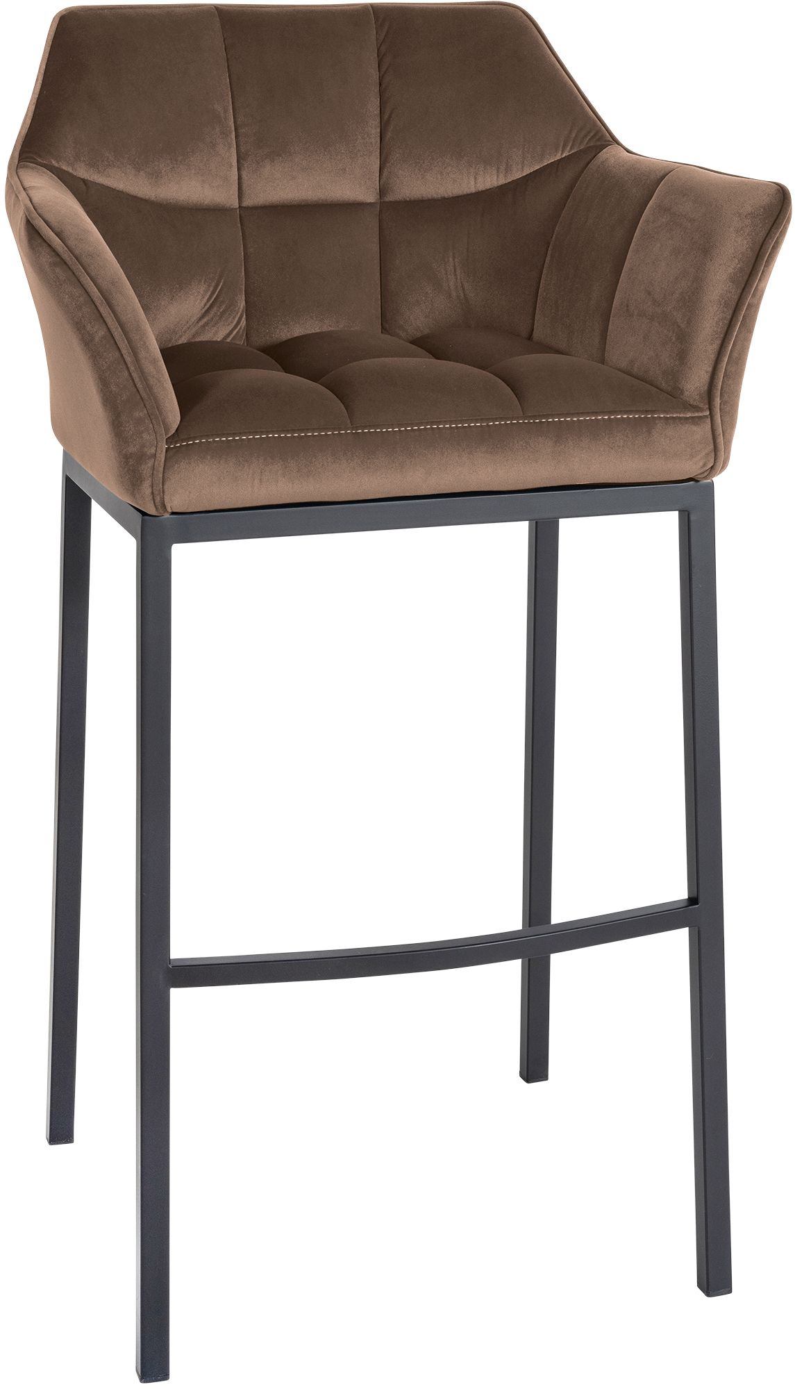 Barhocker Damaso B Samt mit 4-Fuß Gestell, braun