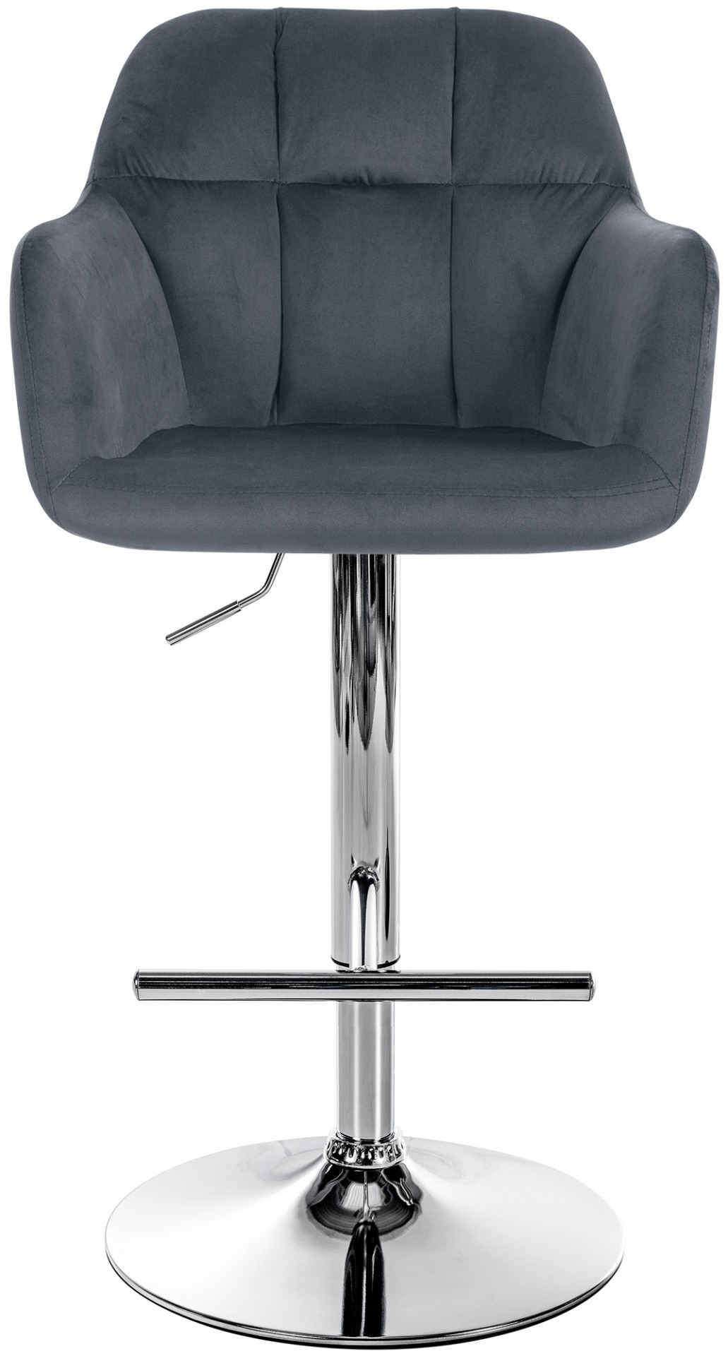 Barhocker Natoma Samt chrom, dunkelgrau
