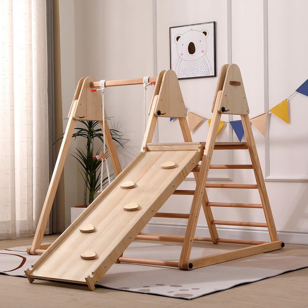 Klettergerüst Indoor inkl. Rutsche und Schaukel IDA
