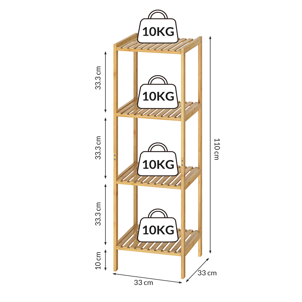 Standregal Bambus 110x33x33cm