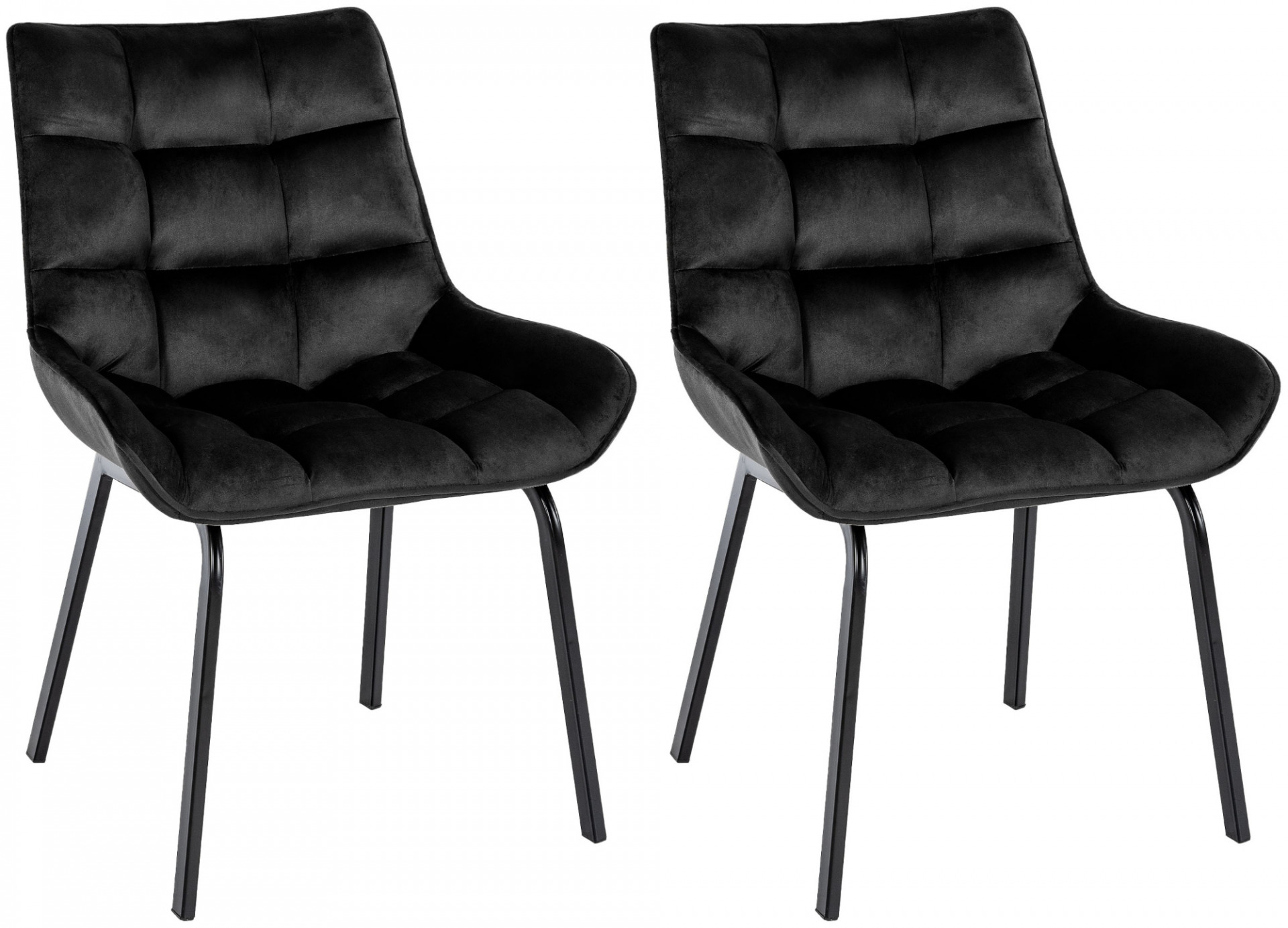 2er Set Stuhl Saranda Samt, schwarz