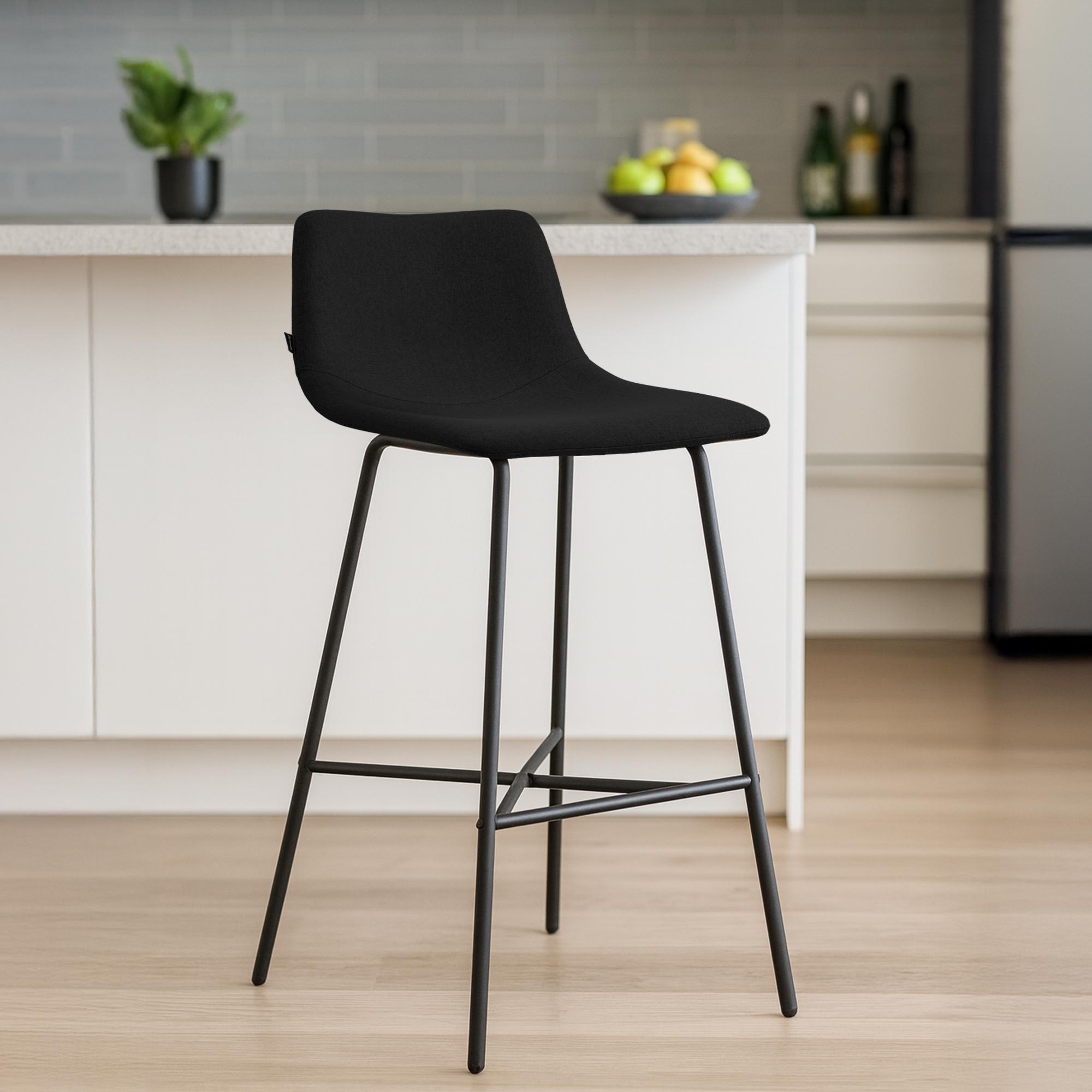 Barhocker Altona Stoff, schwarz