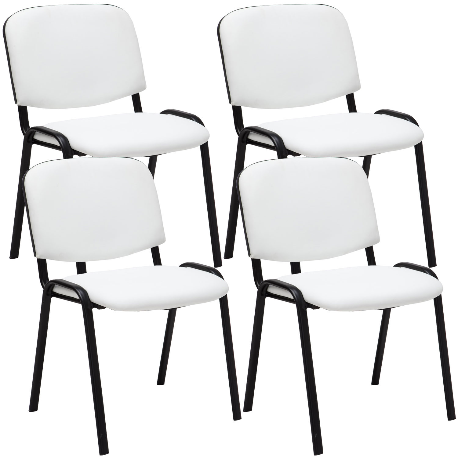 4er Set Besucherstuhl Ken Kunstleder, weiß