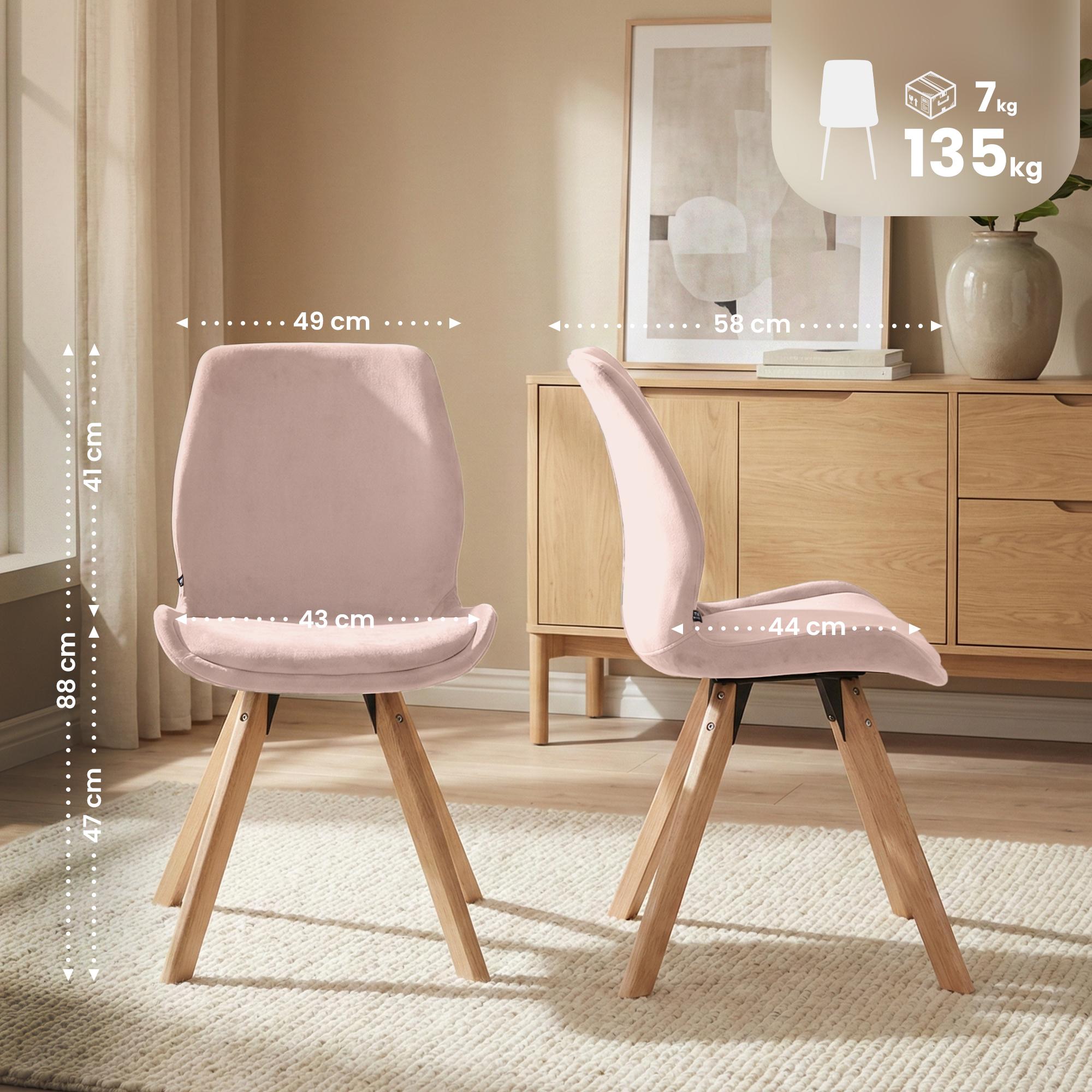 2er Set Stuhl Luna Samt, pink
