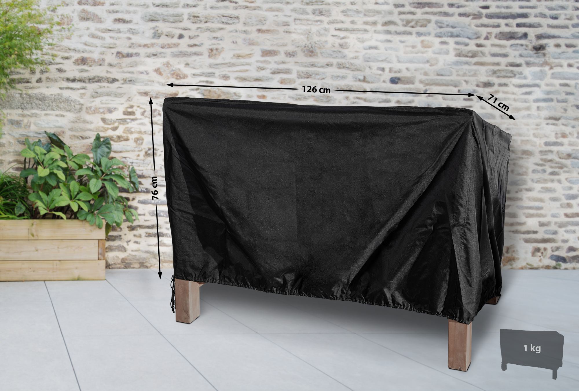 Abdeckhaube für 120cm Gartenbank, schwarz