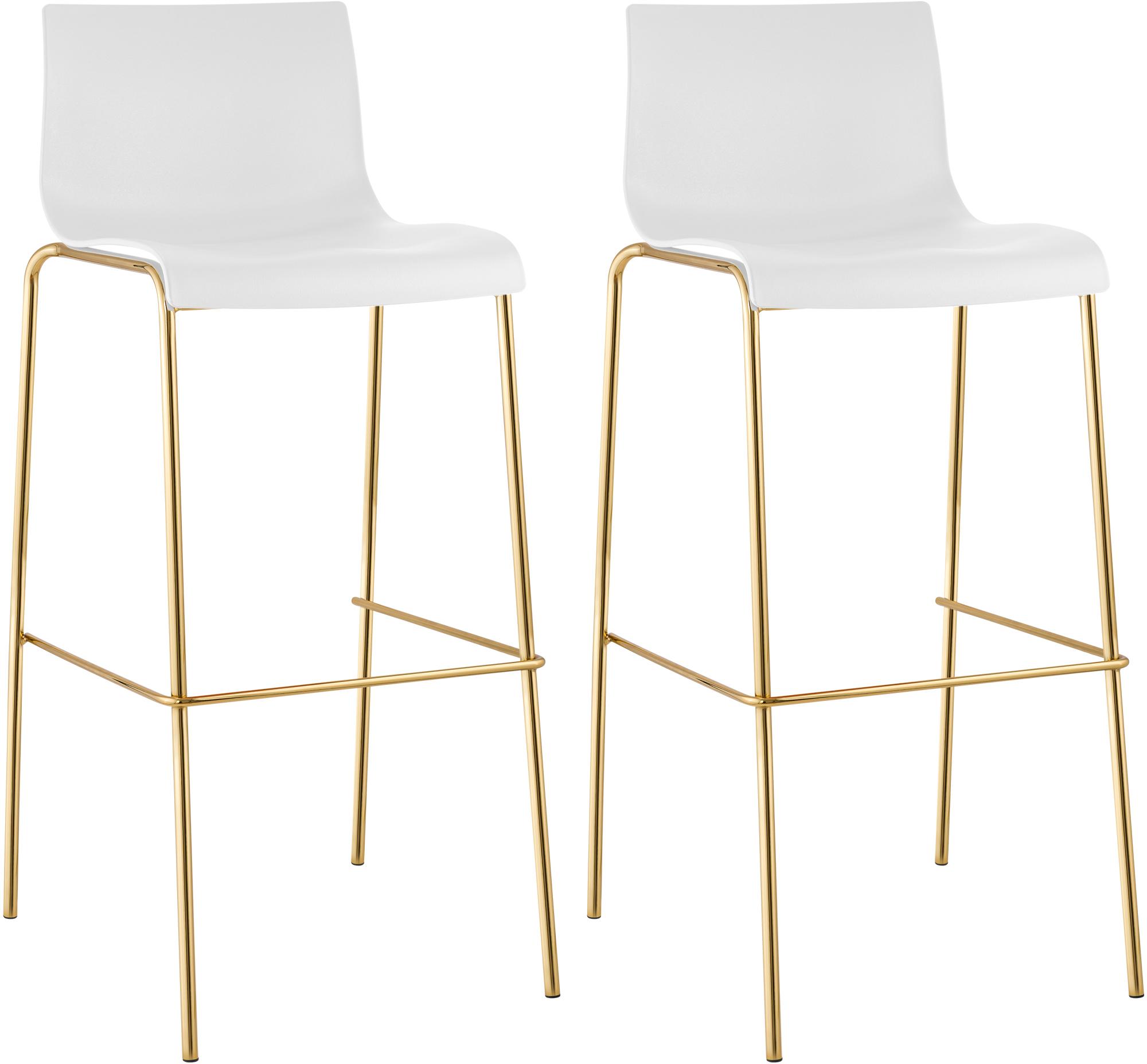 2er Set Barhocker Hoover Kunststoff 4-Fuß Gold, weiß