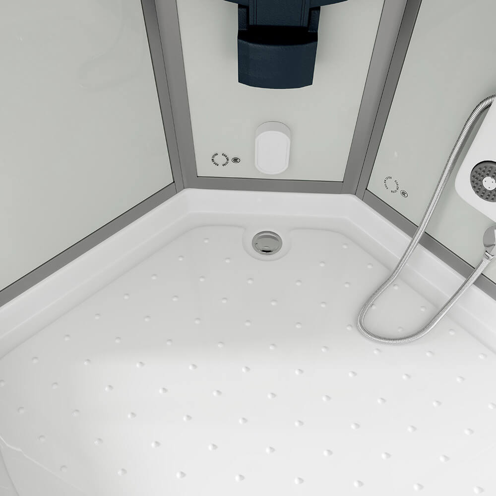 Dampfdusche mit Wasserfall und Dampfsauna WHITE PEARL - 100 x 100 cm