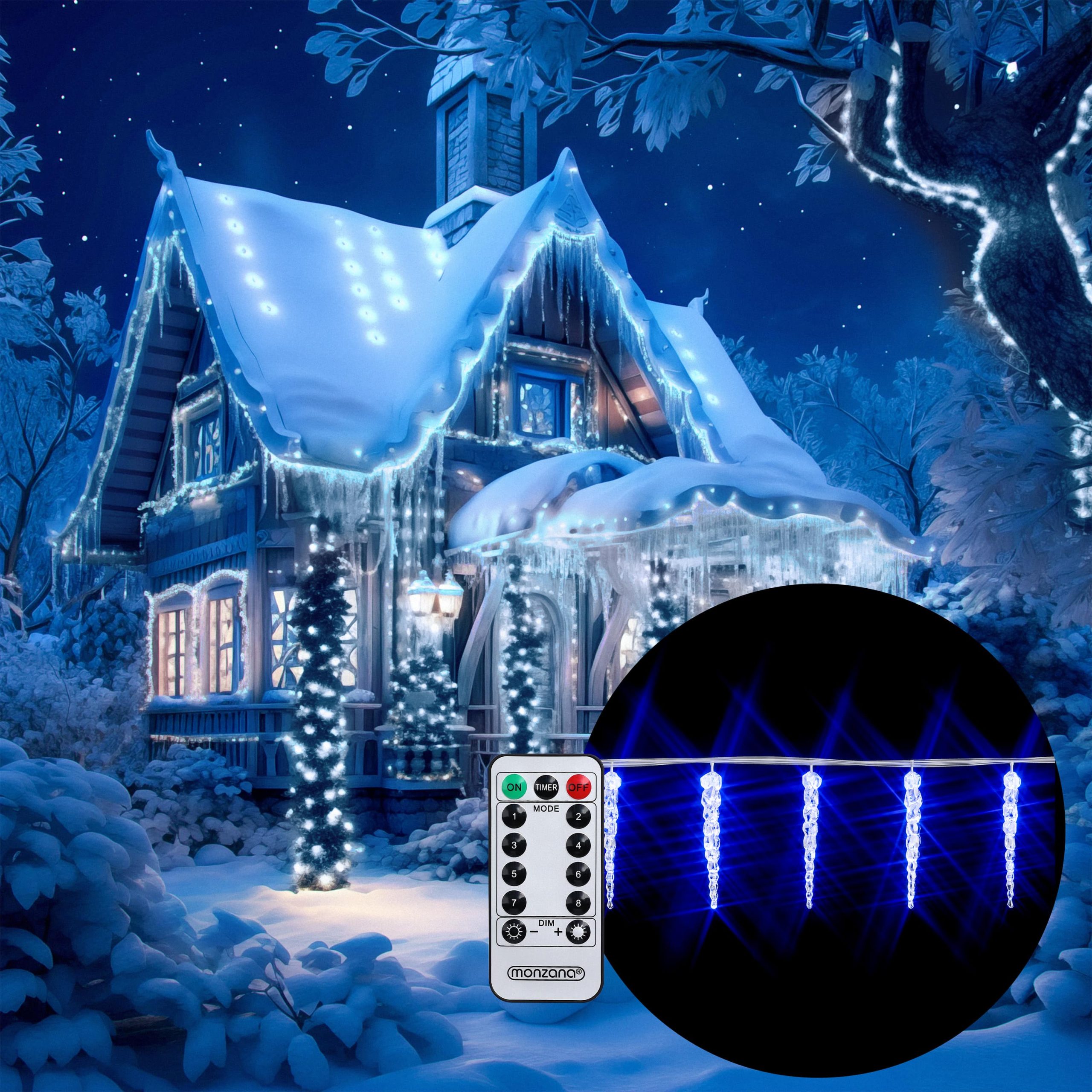Lichterkette Eiszapfen Blau 13m