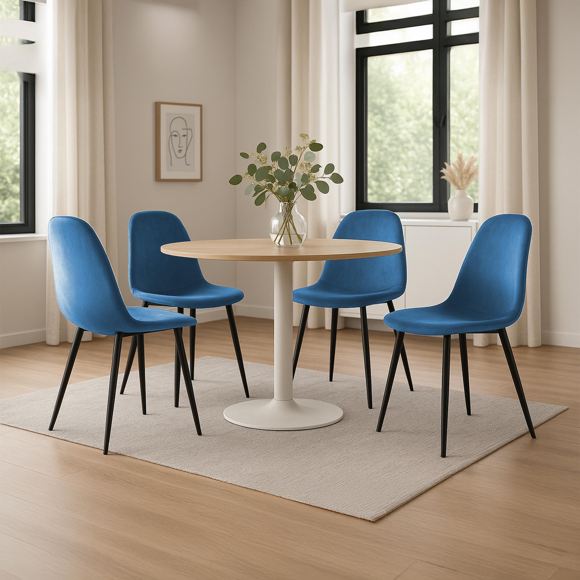 4er Set Esszimmerstühle Napier Samt, blau