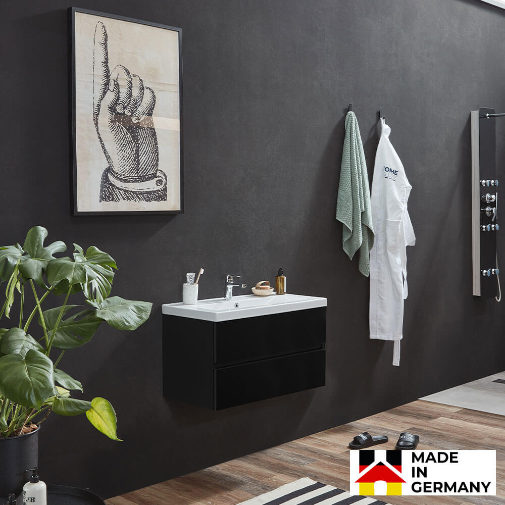 Badmöbel Komplettset WANGEROOGE BIG DELUXE S - Schwarz Made in Germany