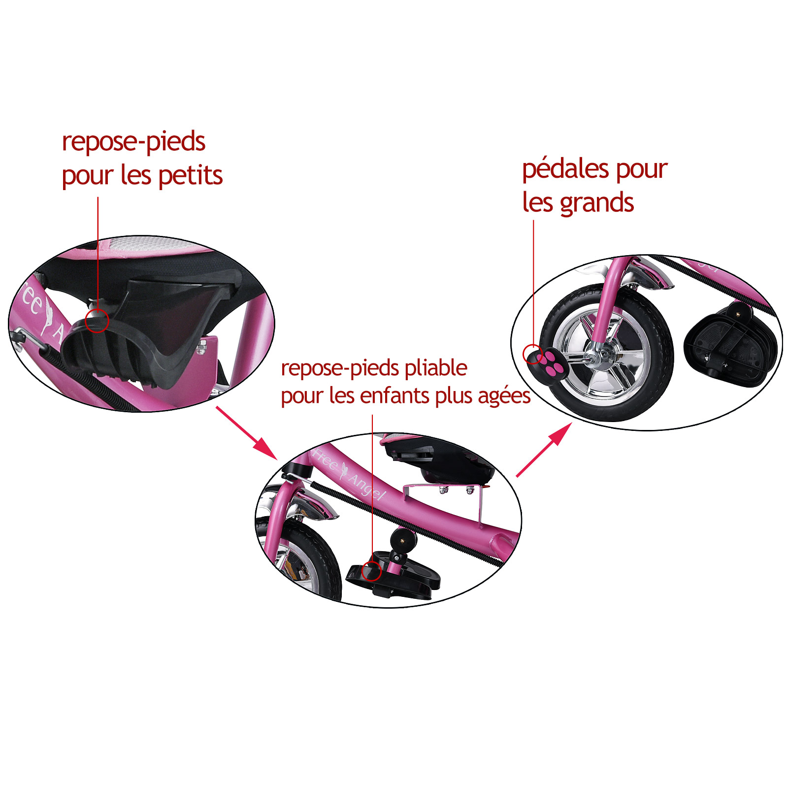Multifunktionales Kinderdreirad Pink