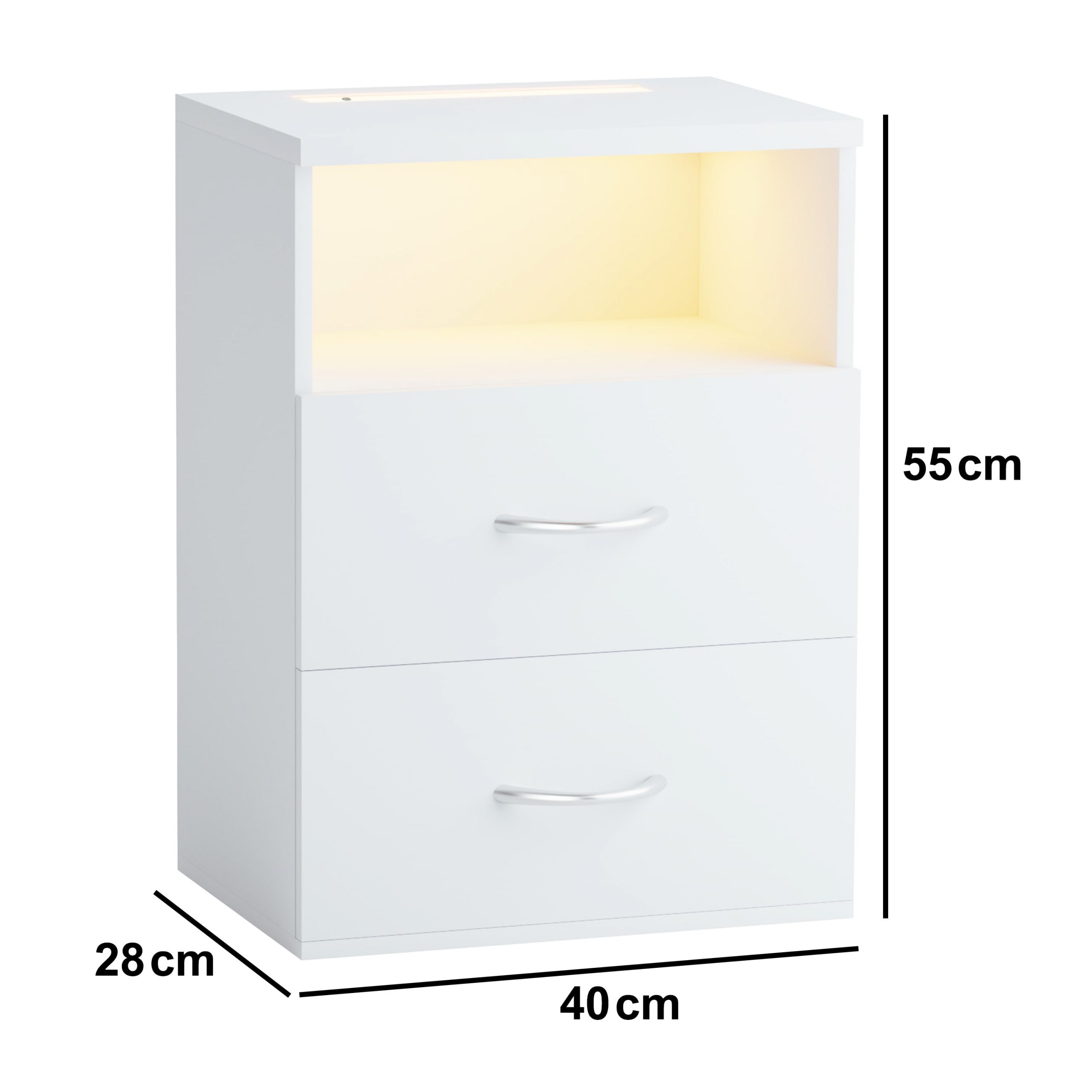 Nachttisch Jamie 2er-Set Weiß 55x40x28cm