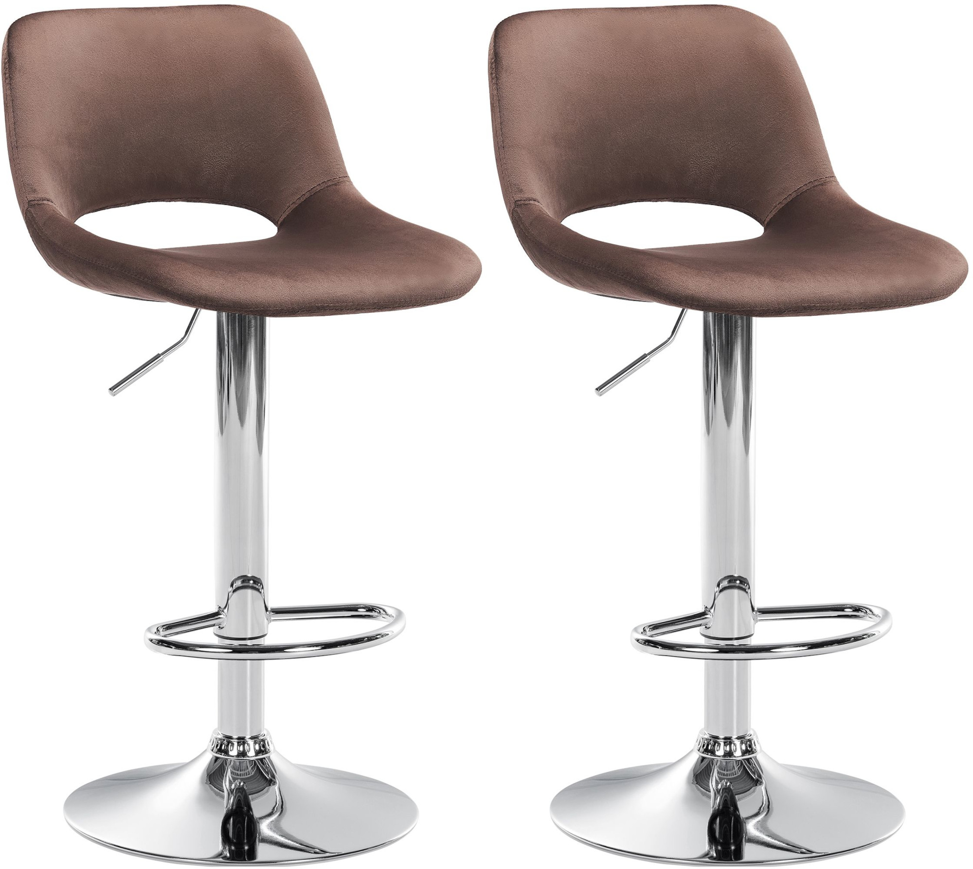 2er Set Barhocker Camden Samt chrom, braun