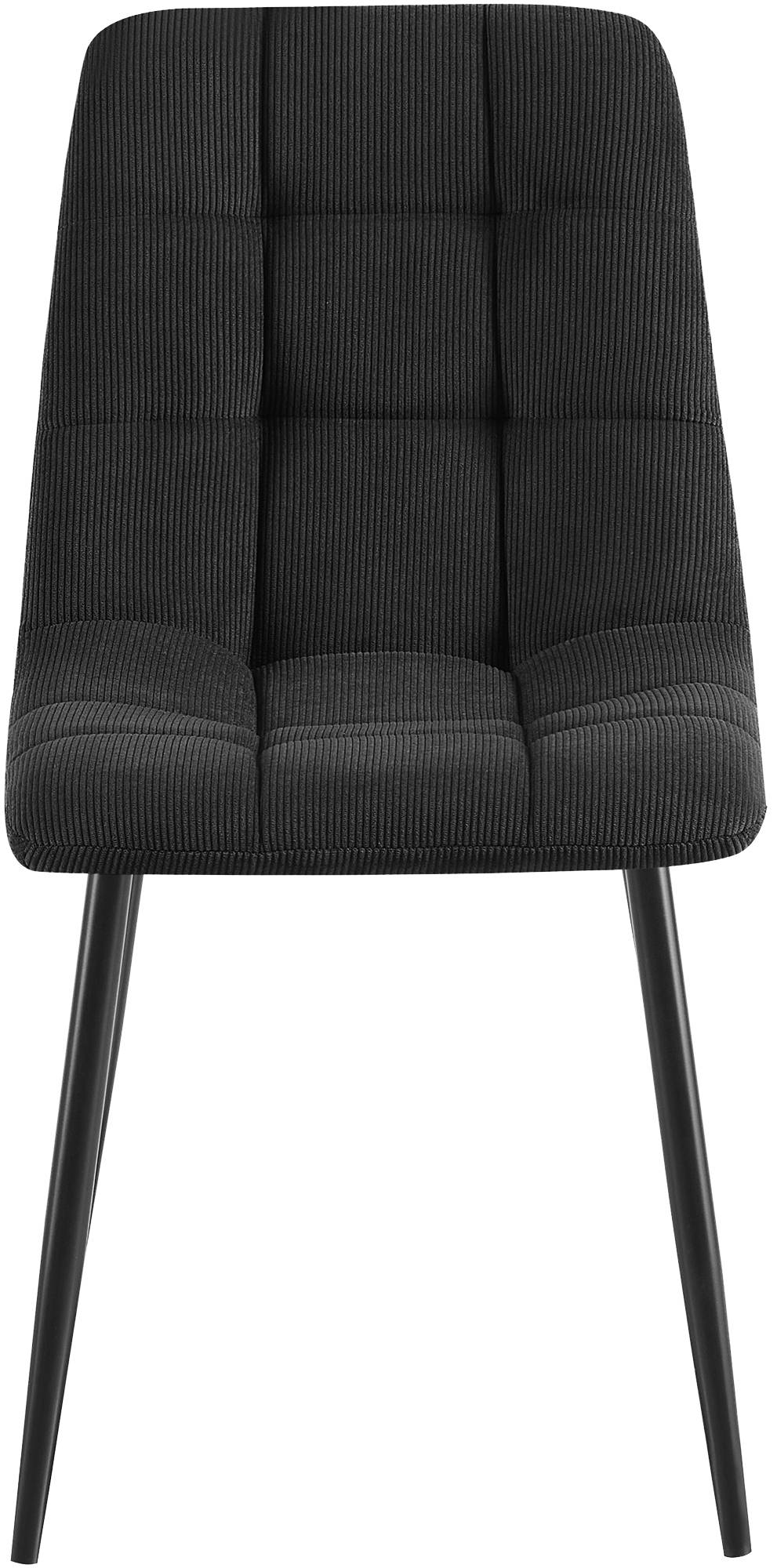 2er Set Esszimmerstuhl Antibes Cord, schwarz