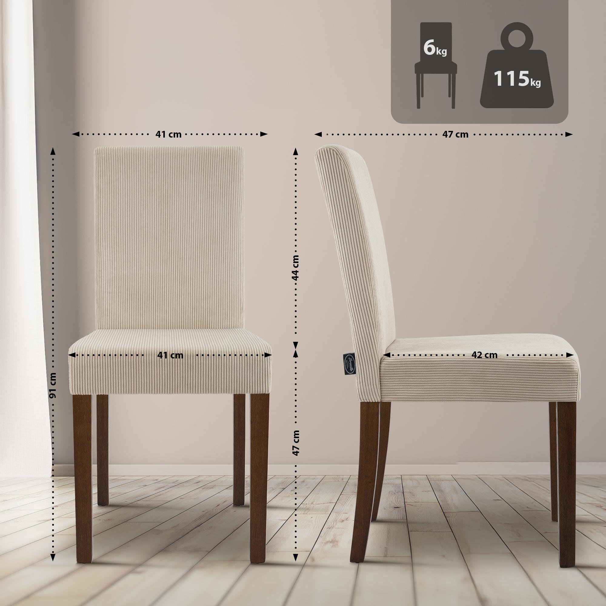 2er Set Esszimmerstuhl Ina Cord antik dunkel, hellbraun